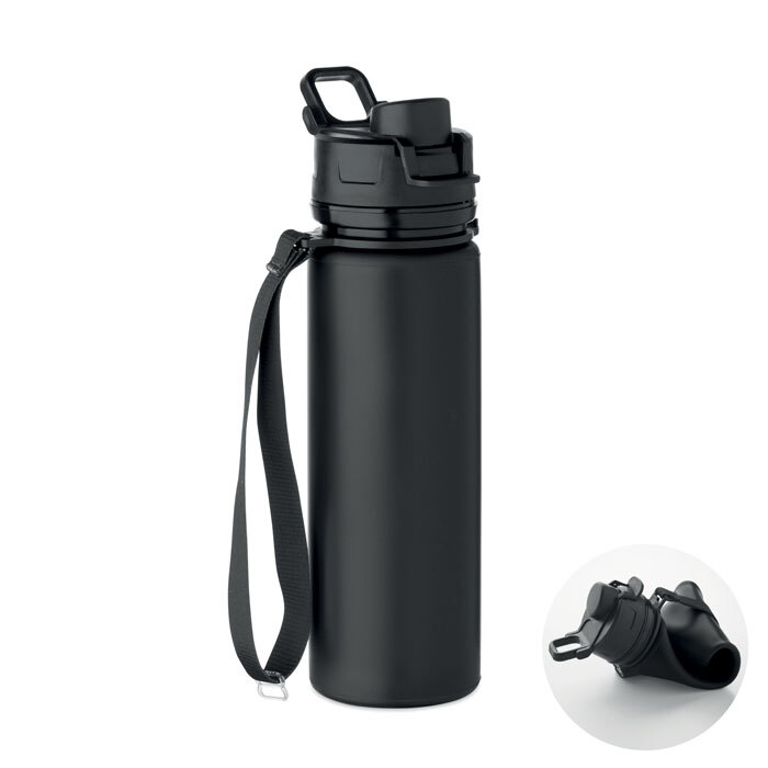 Gourde de sport pliable en silicone de 0,5 l, étanche, avec dragonne, Ø 6,7 x 24 cm
