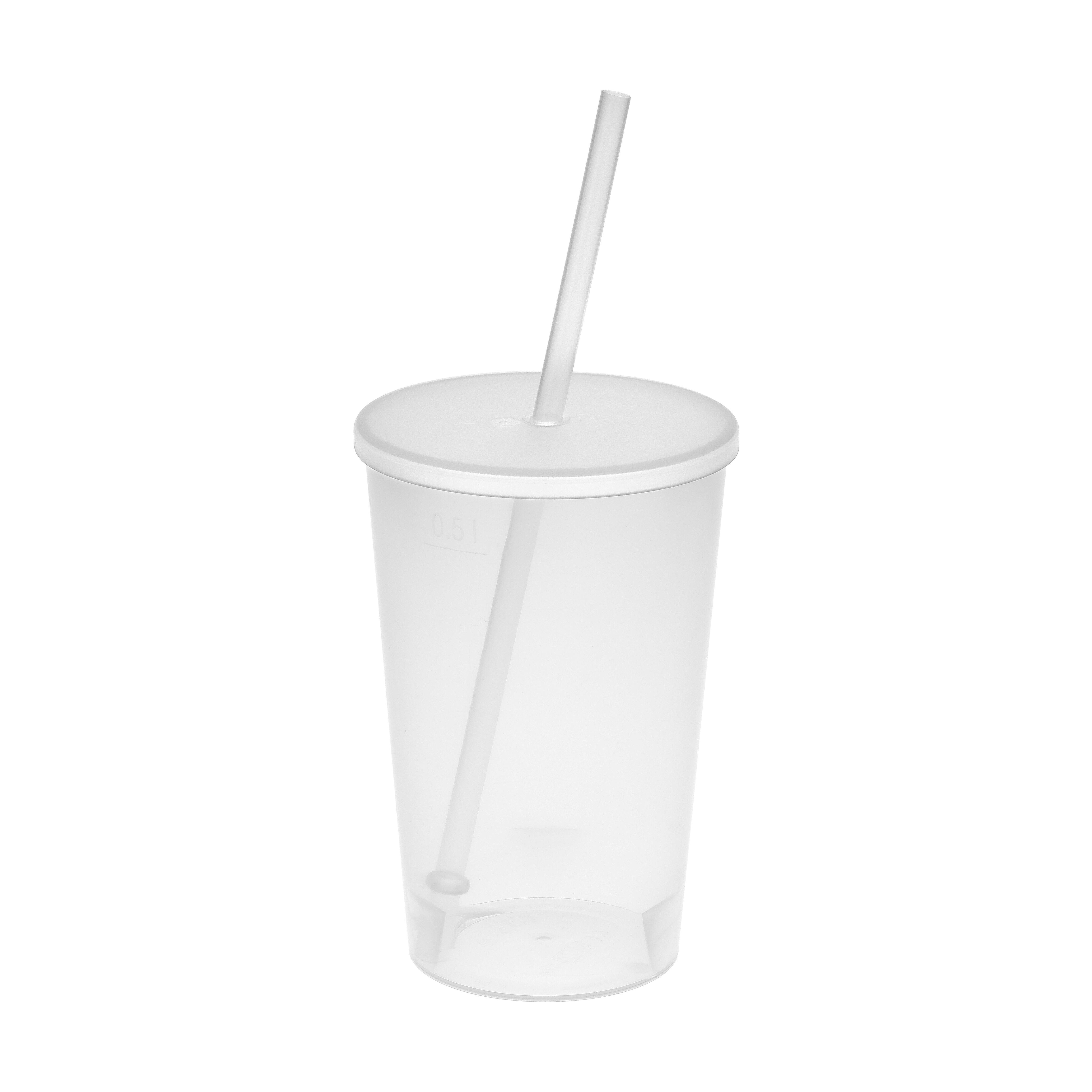 Trinkbecher mit Strohhalm vollflächig personalisierbar dünnwandig 500 ml Made in DE