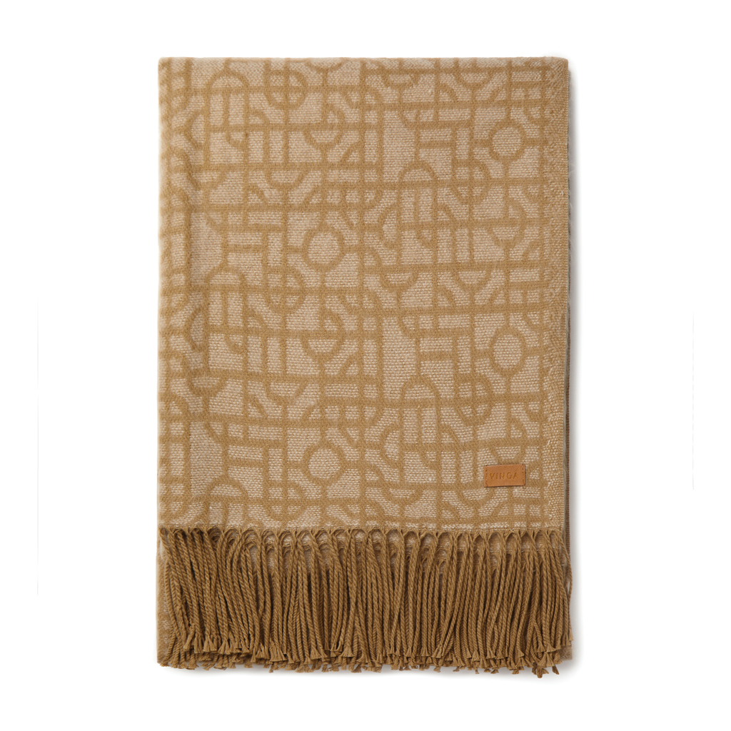 Vinga Couverture douillette en acrylique 220 g/m² 130 x 170 cm avec franges