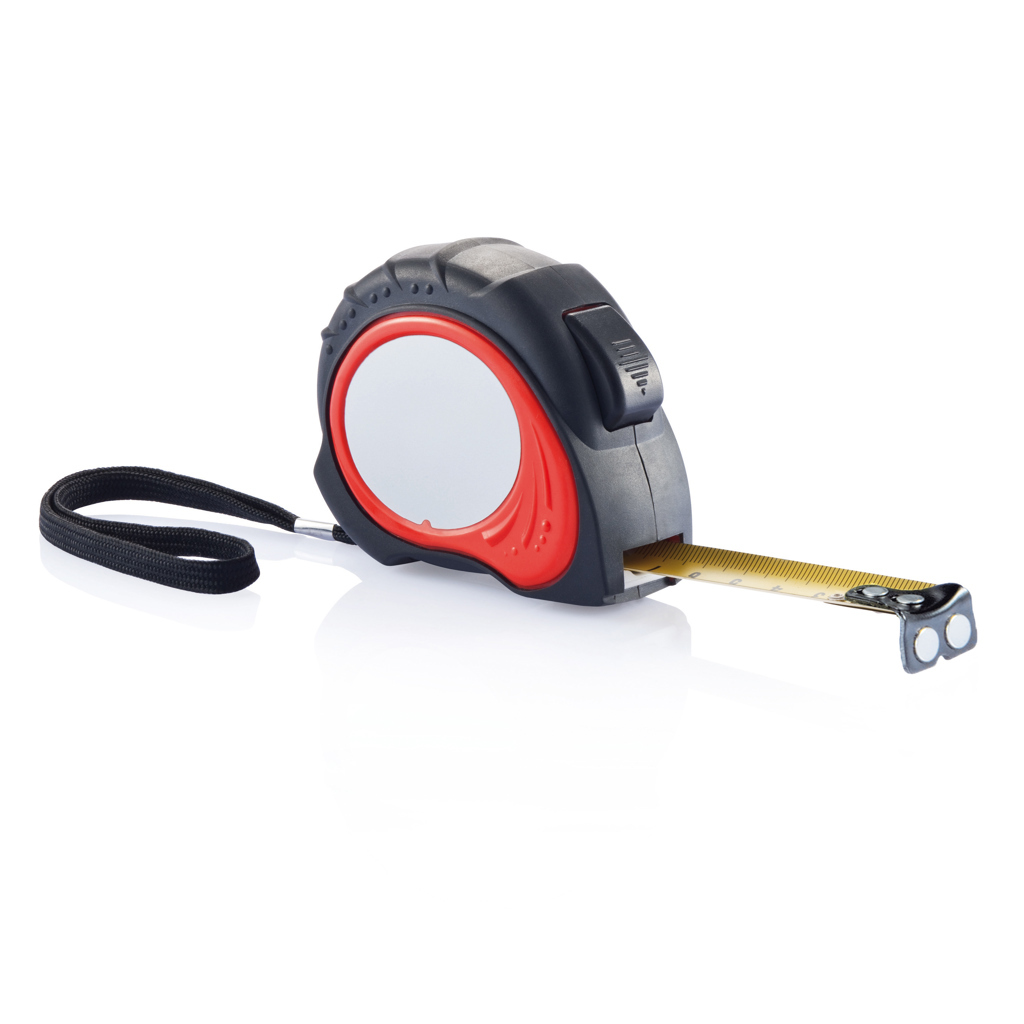 Roll tape measure plastic/rubber handle 5 meter tape measure with 2 magnets