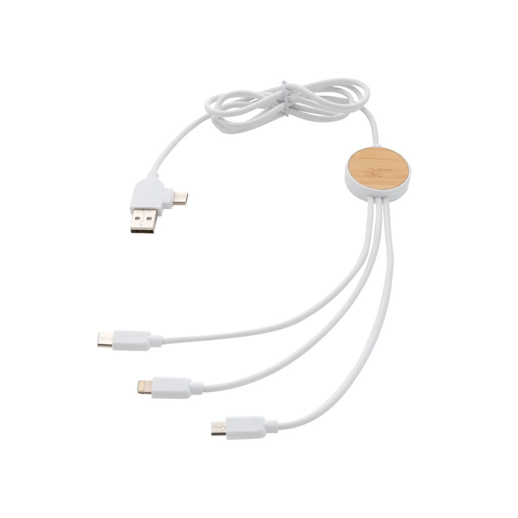 USB 6-in-1 charging cable recycled plastic USB-C, USB-A, Type-C, iOS, Micro-USB