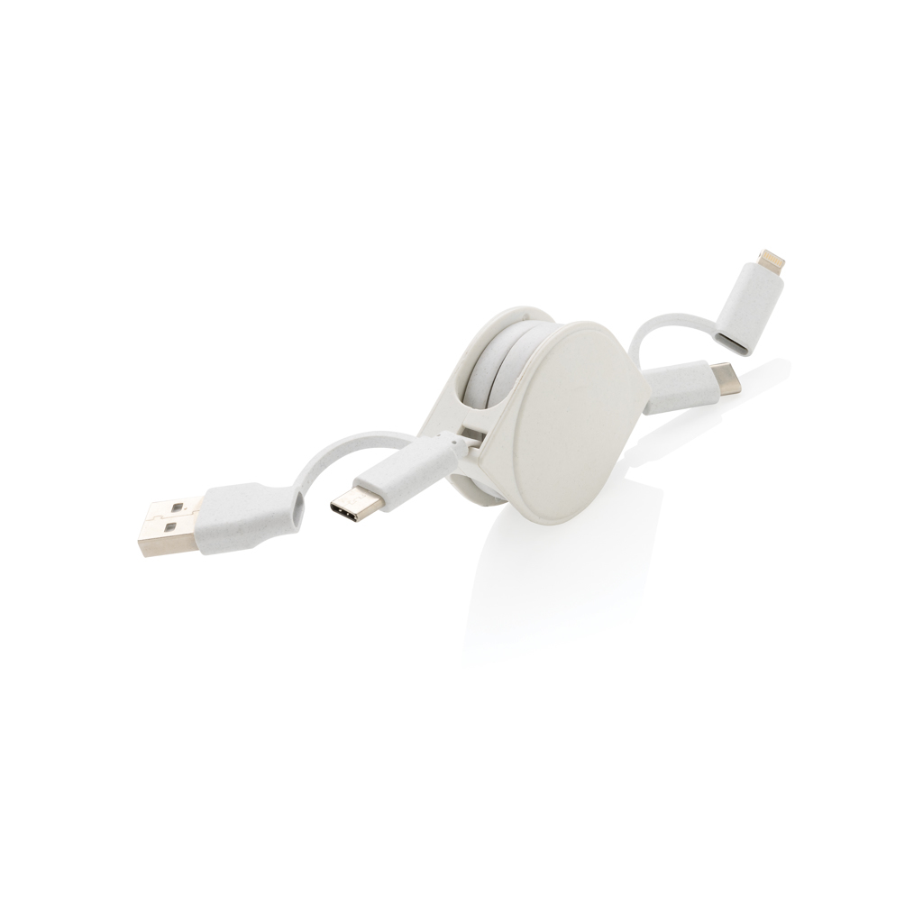 USB 6-in-1 charging cable recycled plastic with 5 connections