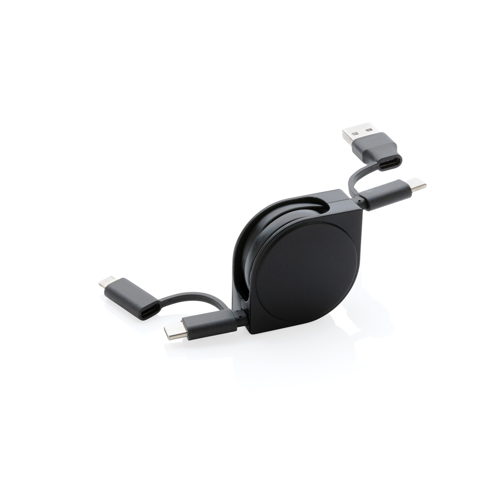 6-in-1 USB Ladekabel aus recyceltem Kunststoff mit 5 Anschlüssen