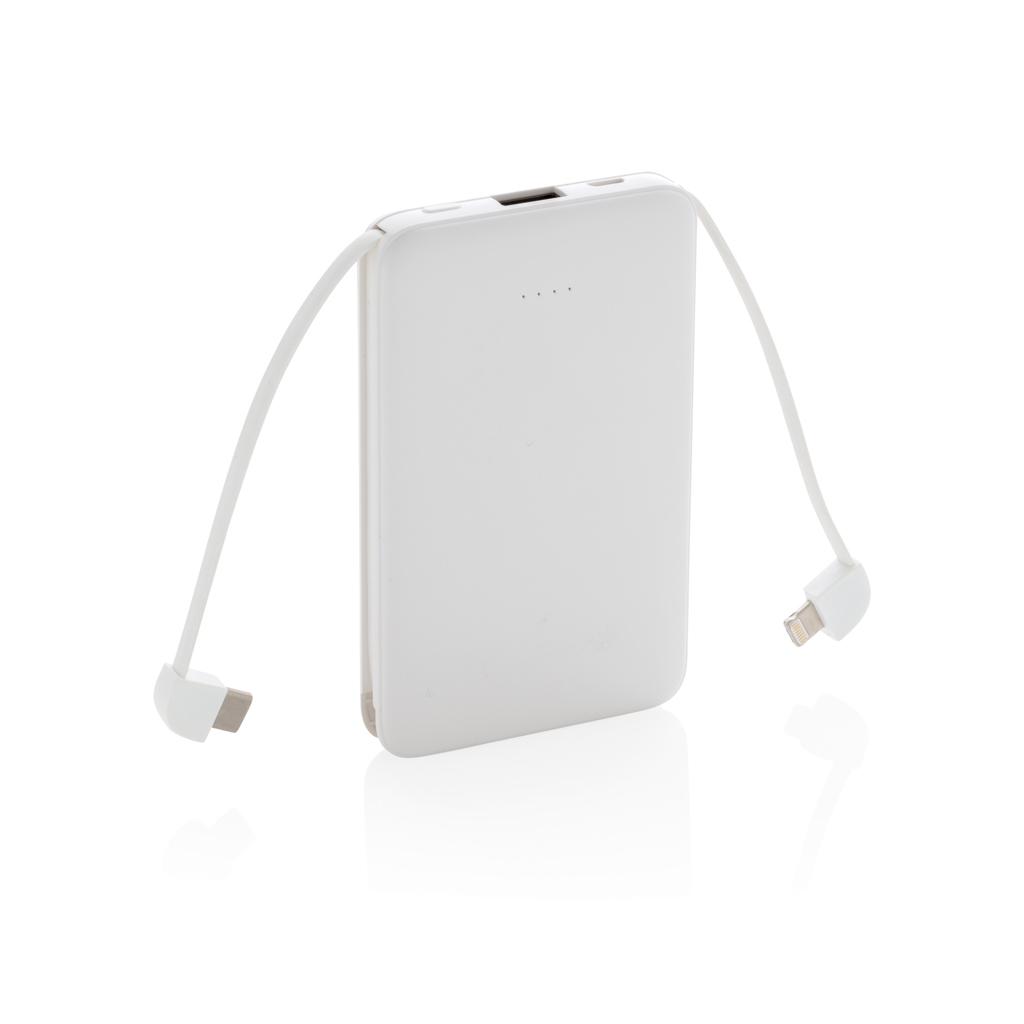 Banque d'énergie USB avec câbles de recharge intégrés Morgan 5'000 mAh