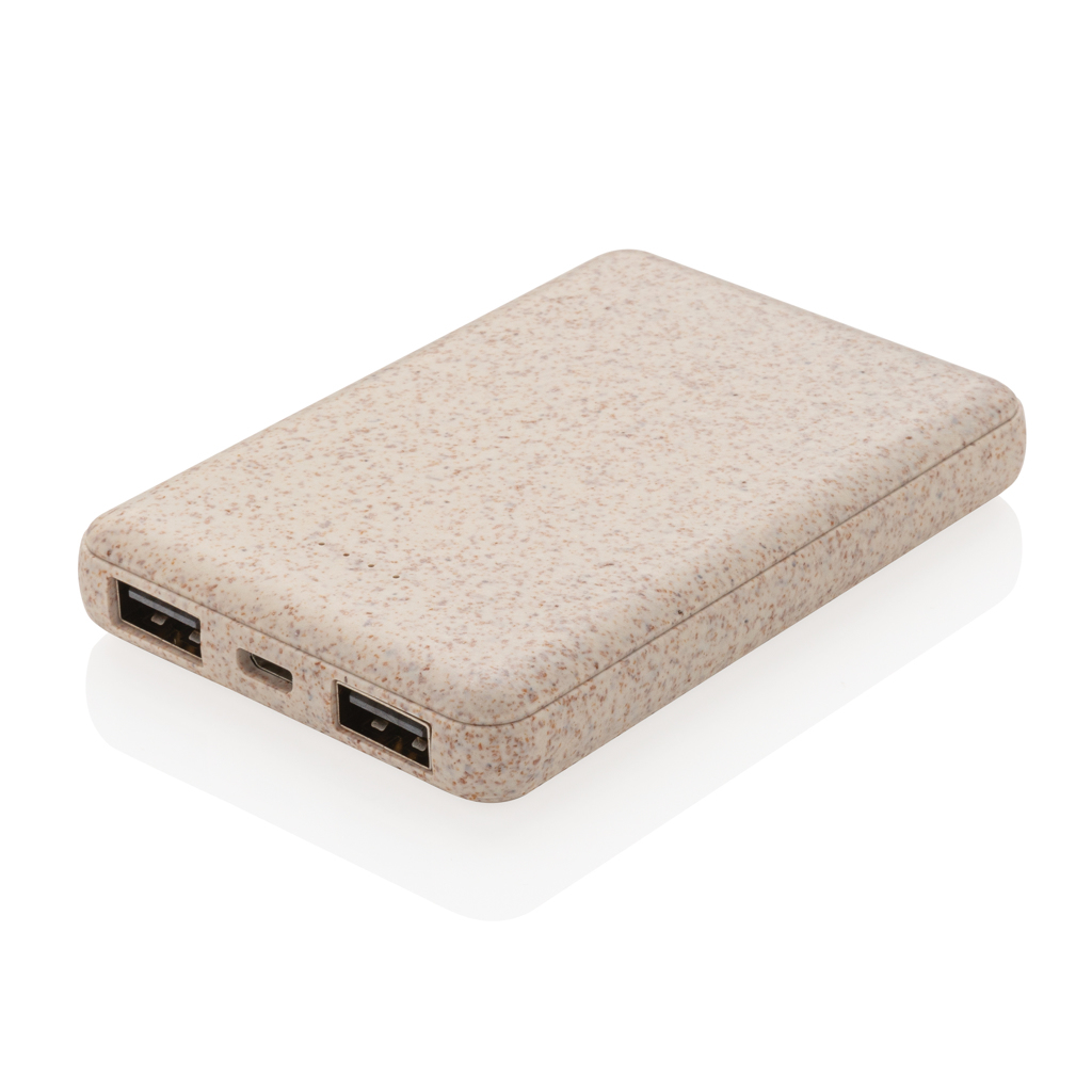 Banque d'énergie USB en paille de blé/plastique 5'000 mAh