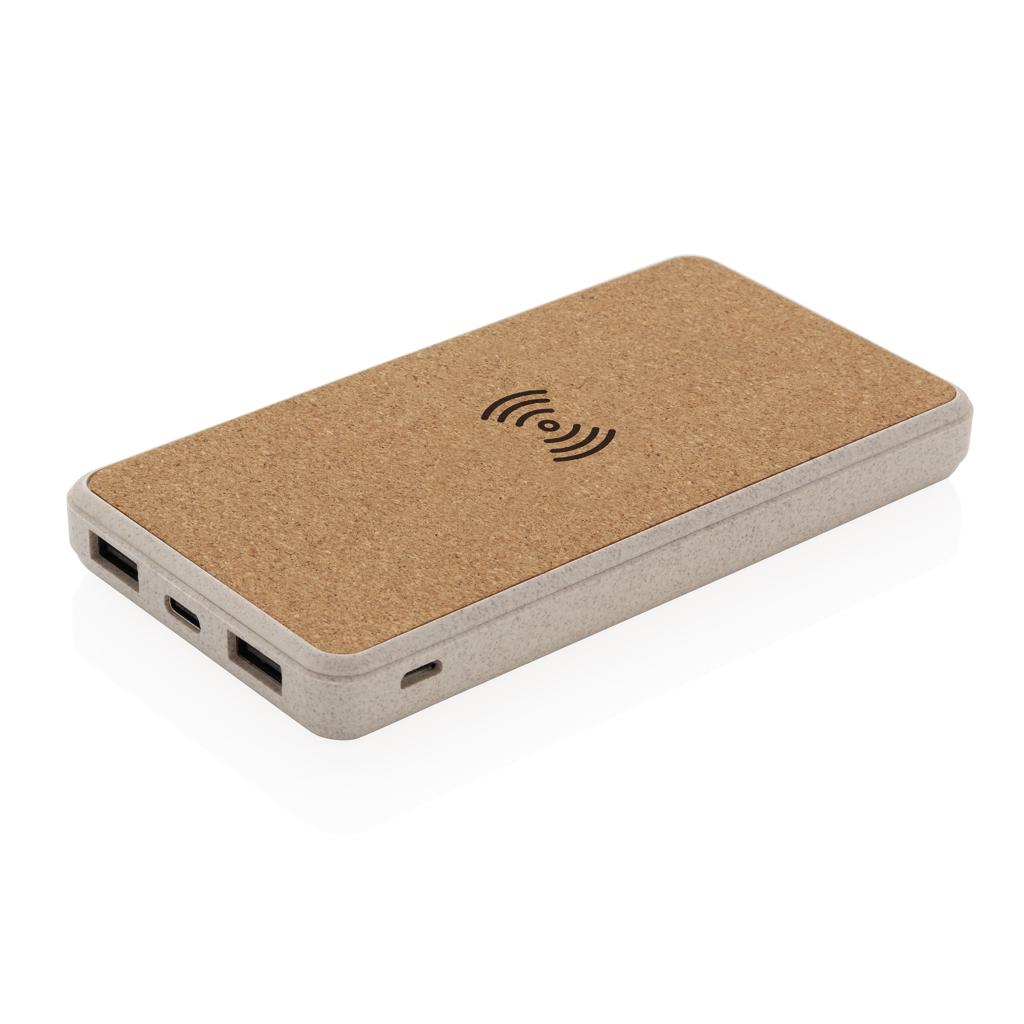 Banque d'énergie sans fil en liège/paille de blé 8'000 mAh
