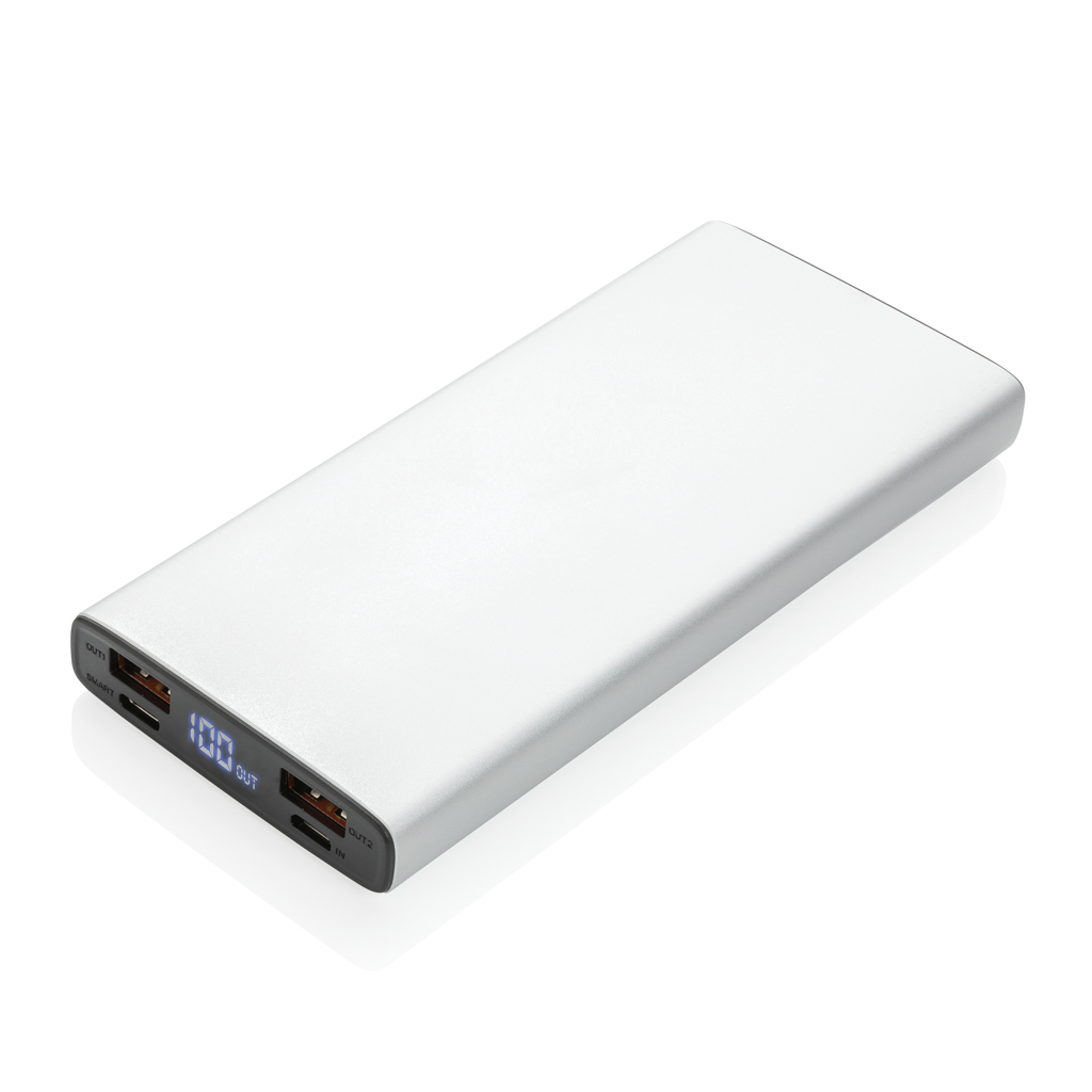 Banque d'énergie USB avec fonction de charge rapide Aluminium/plastique 10'000 mAh