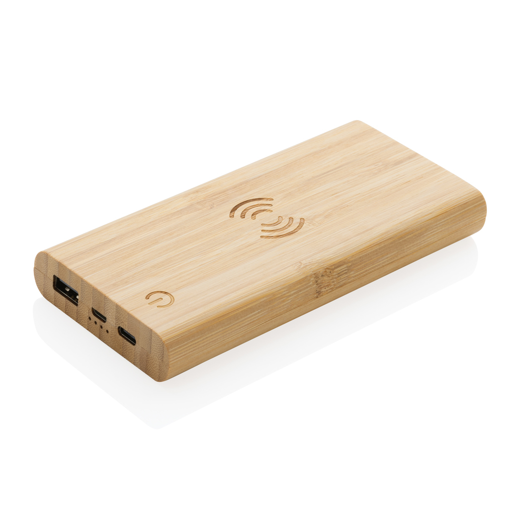 Banque d'énergie sans fil en bois de bambou FSC Peyton 8'000 mAh
