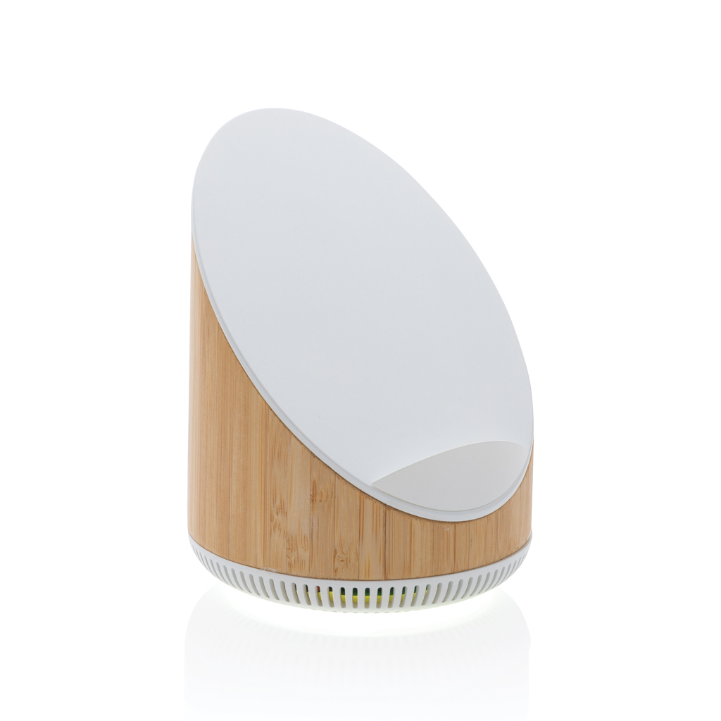 Wireless speaker made of bamboo/plastic with 15W wireless charger