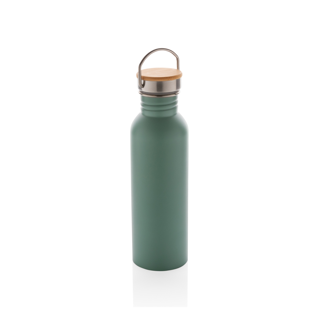 Stainless steel drinking bottle 0.71 l with bamboo lid and handle