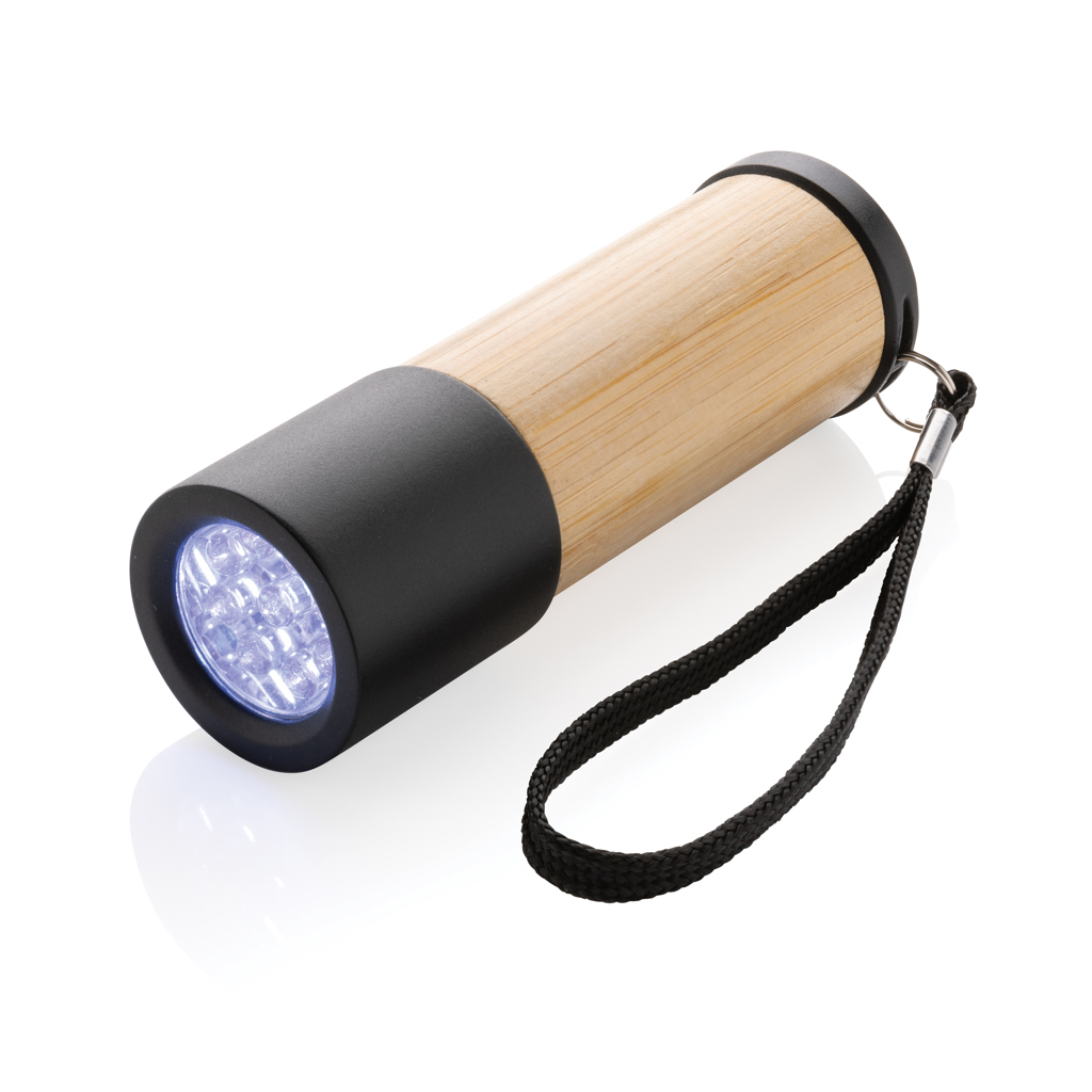 Mini LED flashlight recycled plastic/FSC bamboo 30 lumen