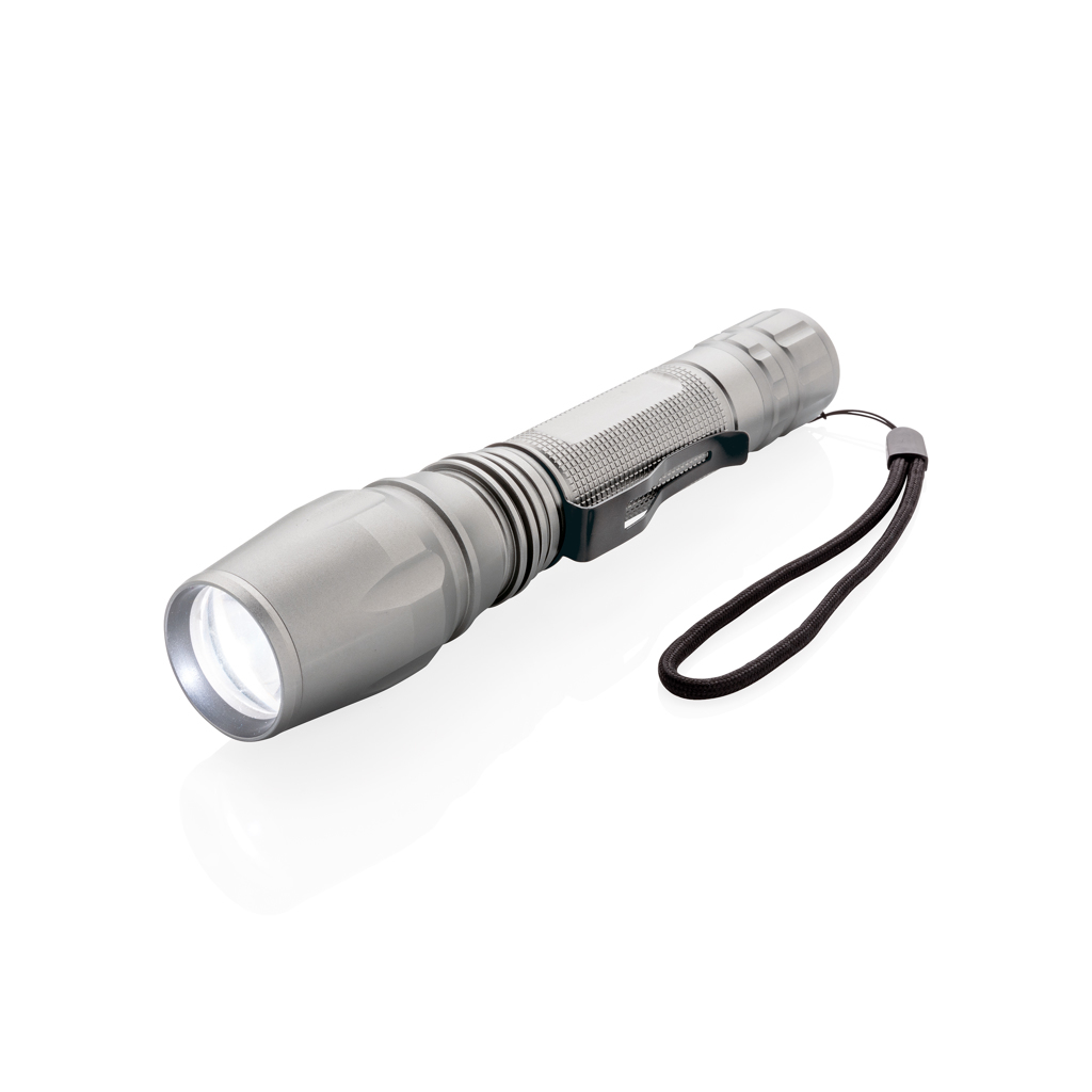 Aluminum LED flashlight with belt clip 250 lumens