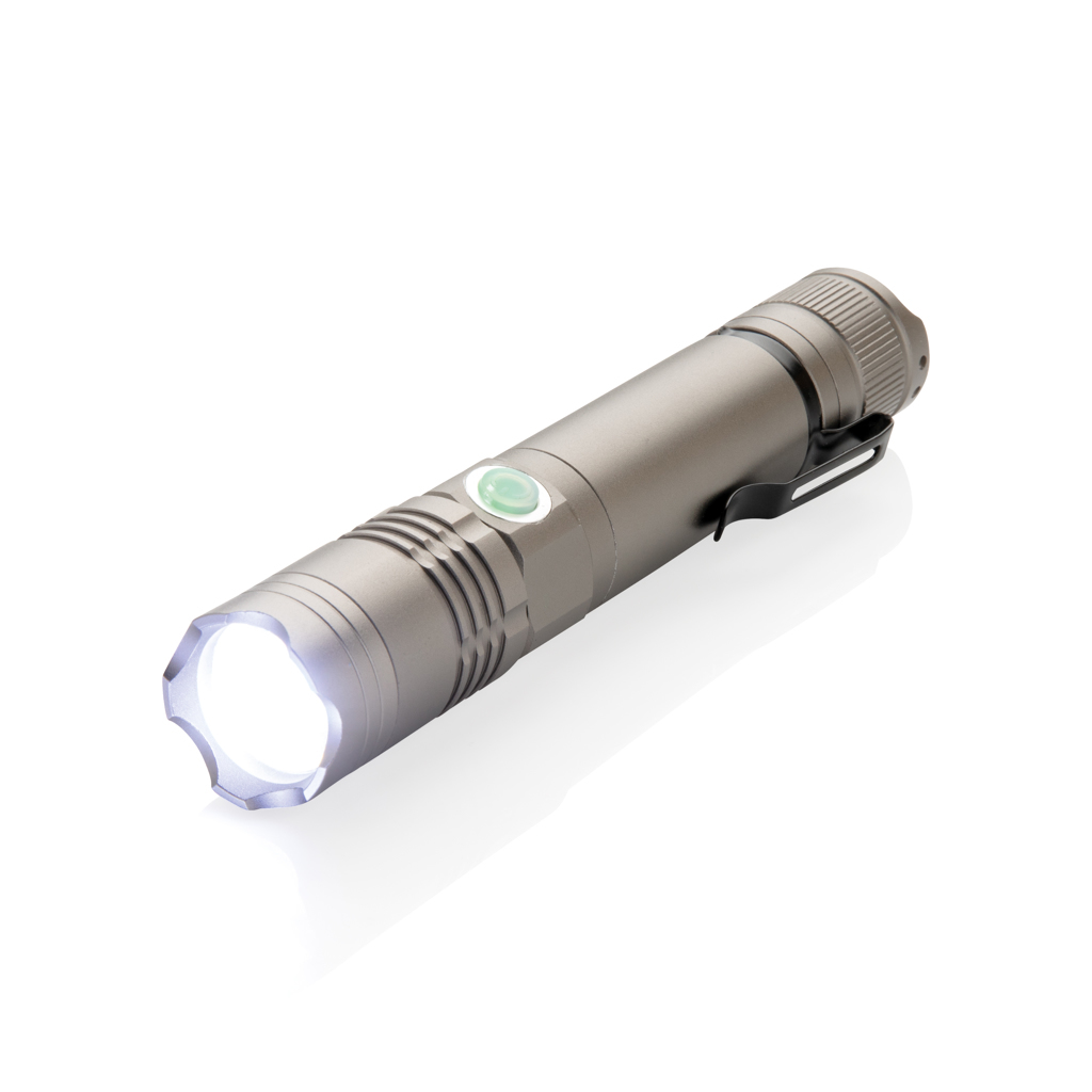 USB LED flashlight aluminum with 3 light modes 130 lumens