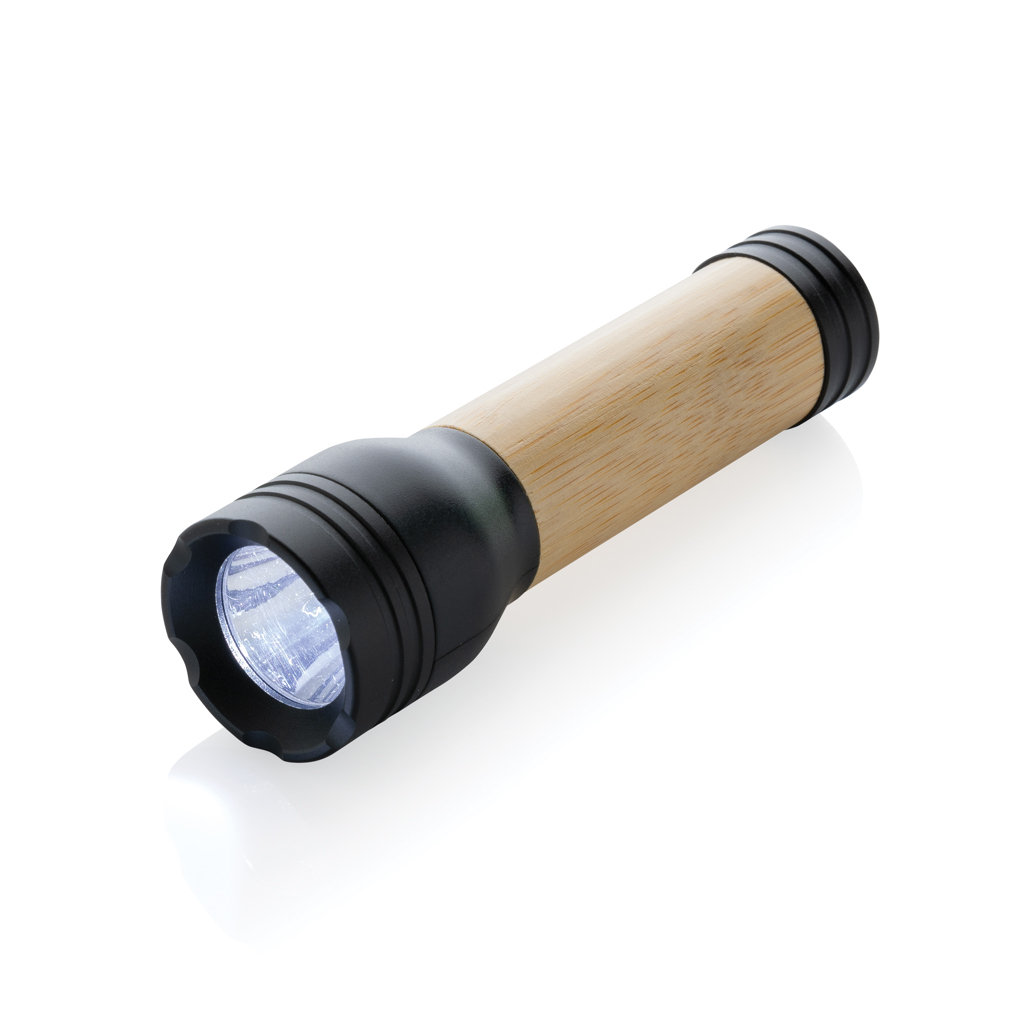 LED-Taschenlampe aus recyceltem Kunststoff und FSC-Bambus 90 Lumen
