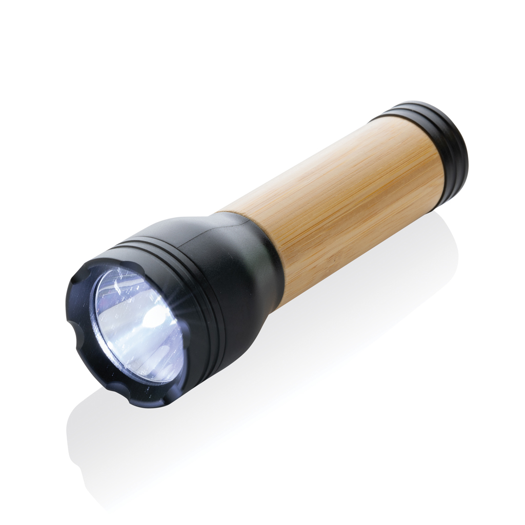 LED-Taschenlampe aus recyceltem Kunststoff und FSC-Bambus 120 Lumen