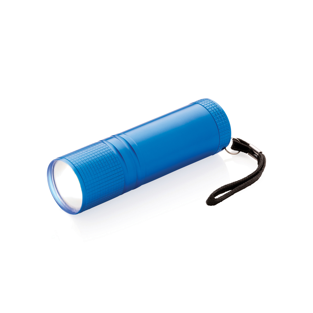 COB flashlight made of aluminum with wrist strap