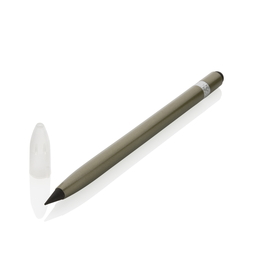 Bleistift aus Aluminium mit Graphitspitze und Radiergummi