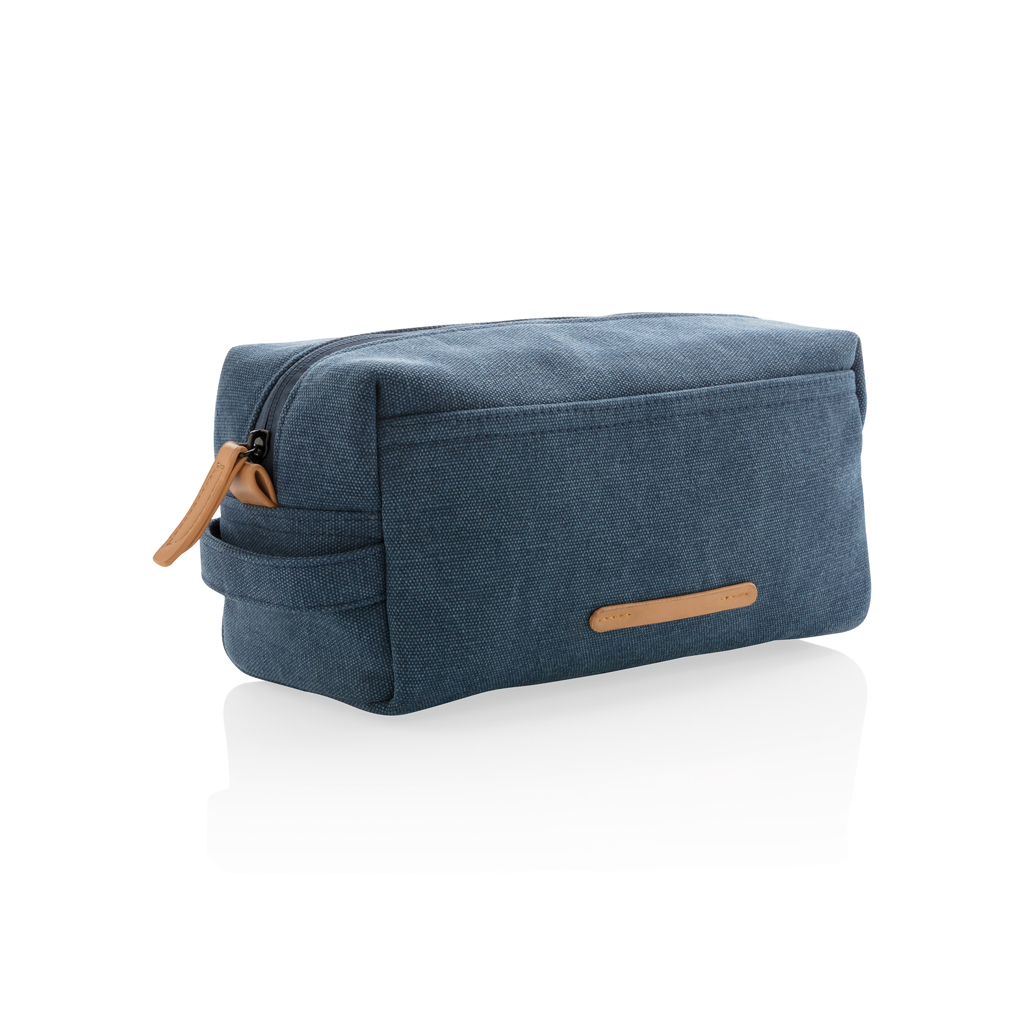 Trousse de toilette en toile de coton/PU 23 x 13 cm avec dragonne