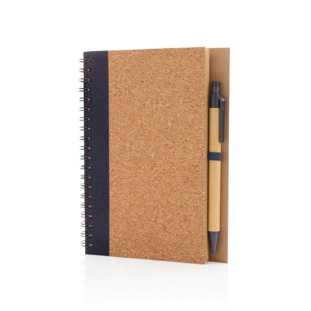 Spiral-Notizbuch A5 Softcover aus Kork 140 Seiten liniert inkl. Stift