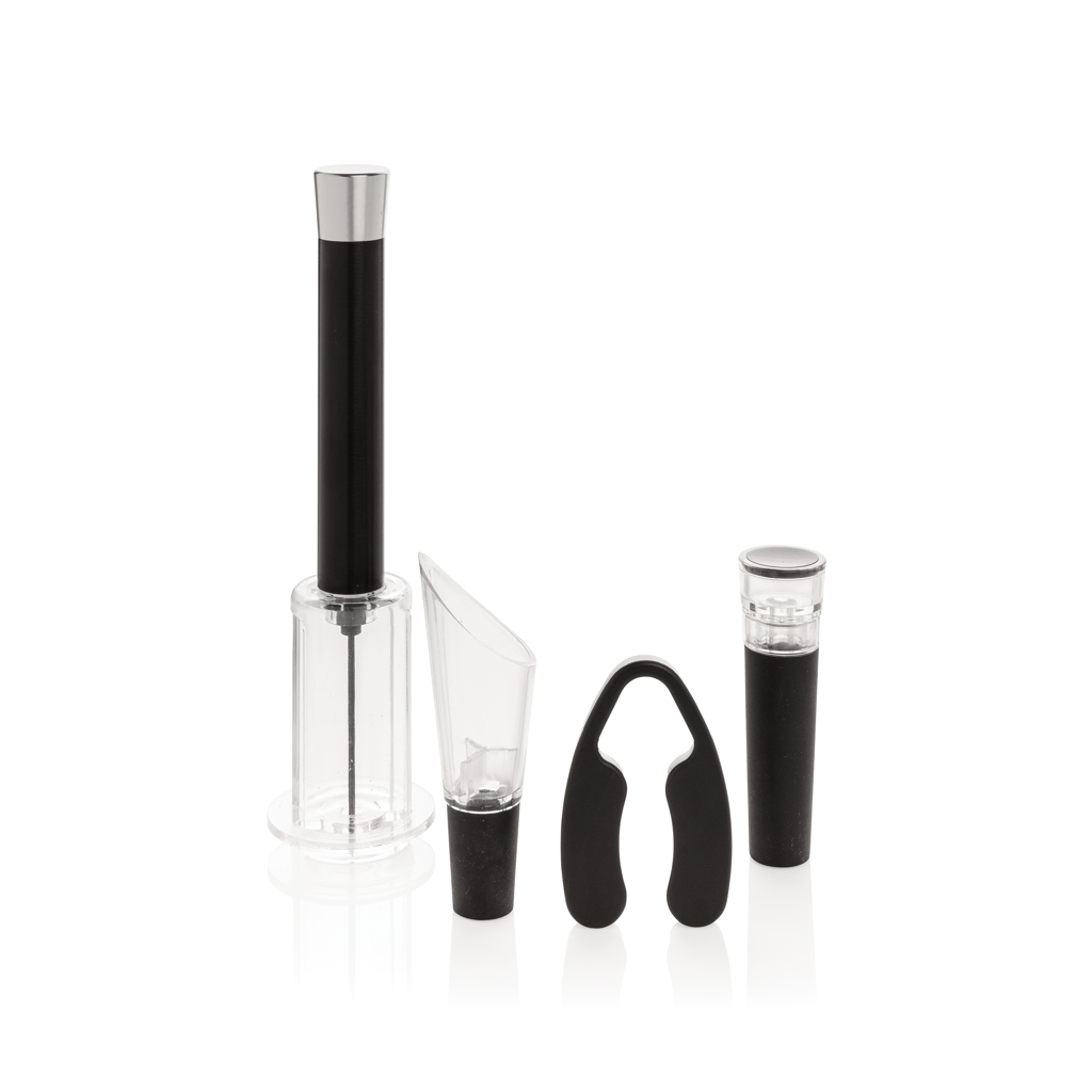 4-piece wine accessory set made of ABS plastic/stainless steel