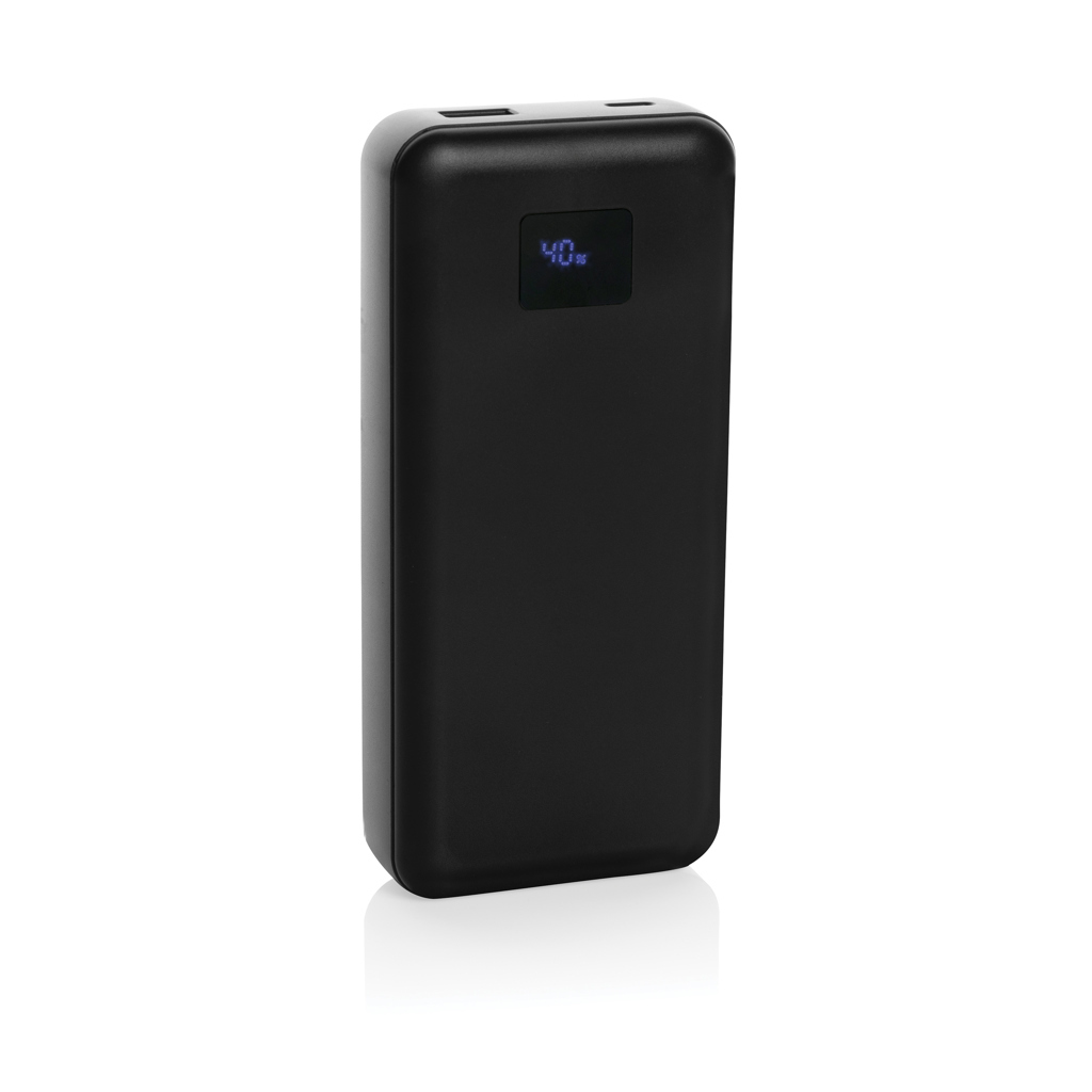 Banque de puissance USB en plastique recyclé 20'000 mAh, câbles de recharge inclus