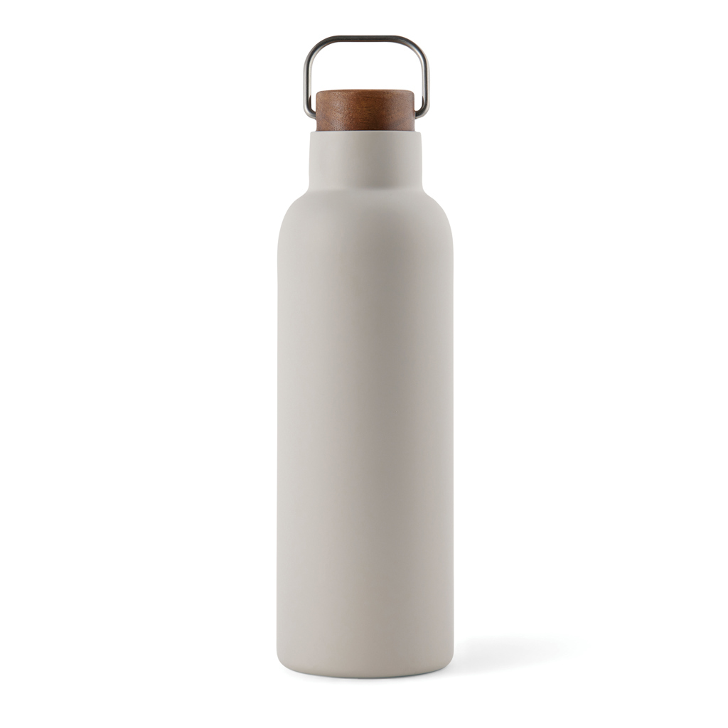Vinga Isolierflasche aus recyceltem Edelstahl 0,8 l mit Akazienholz-Deckel