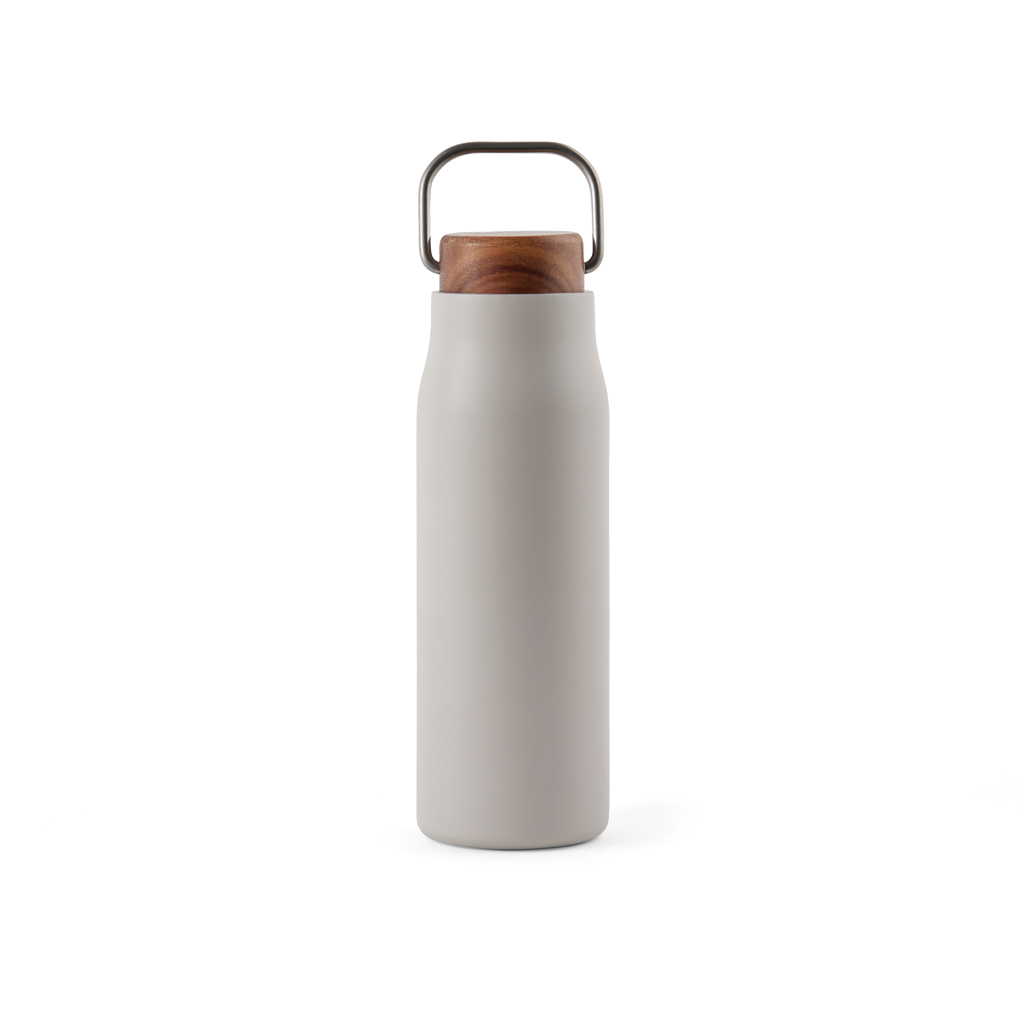 Vinga Isolierflasche aus recyceltem Edelstahl 0,3 l mit Akazienholz-Deckel