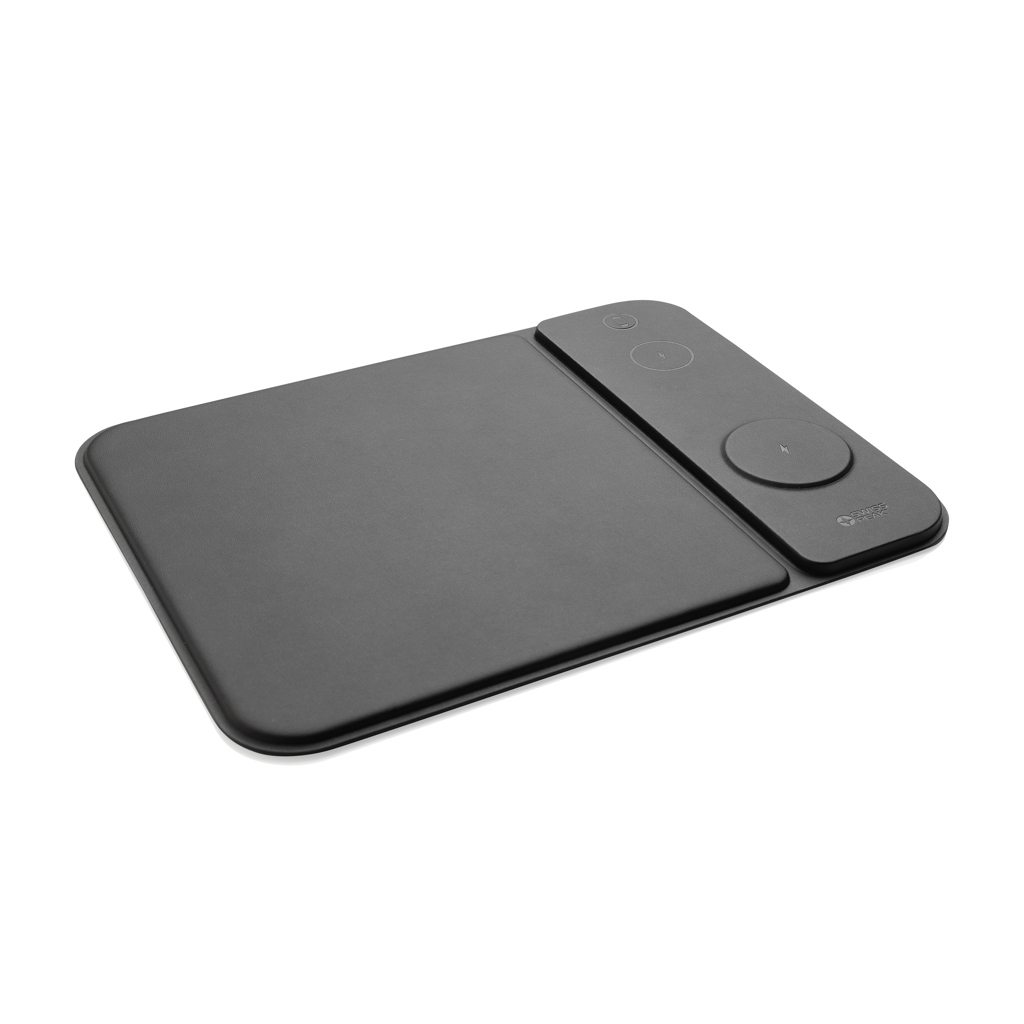 Mouse mat with wireless charging station 3-in-1