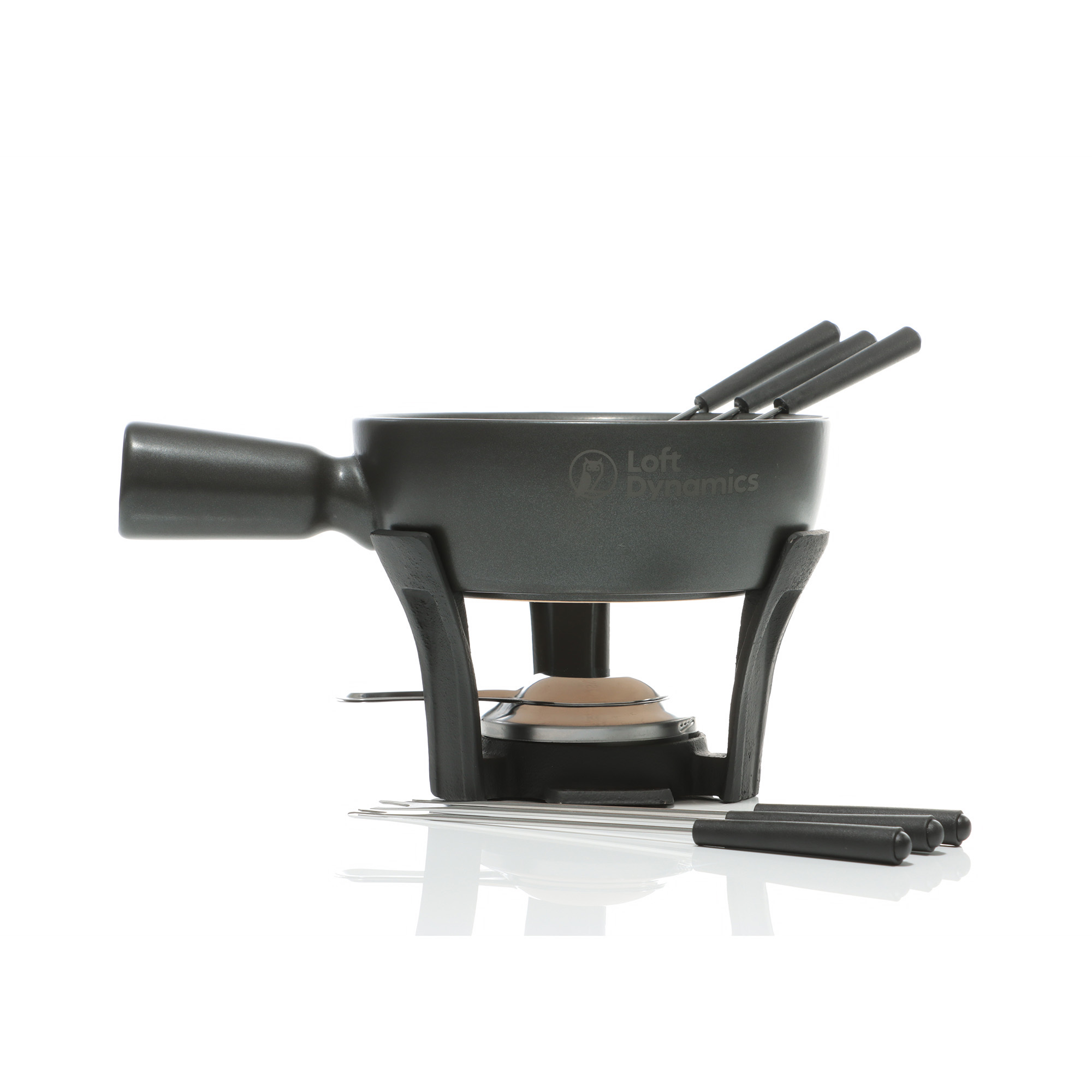 bb trading werbeartikel ag - Fondue set with caquelon, rechaud and 6 fondue forks