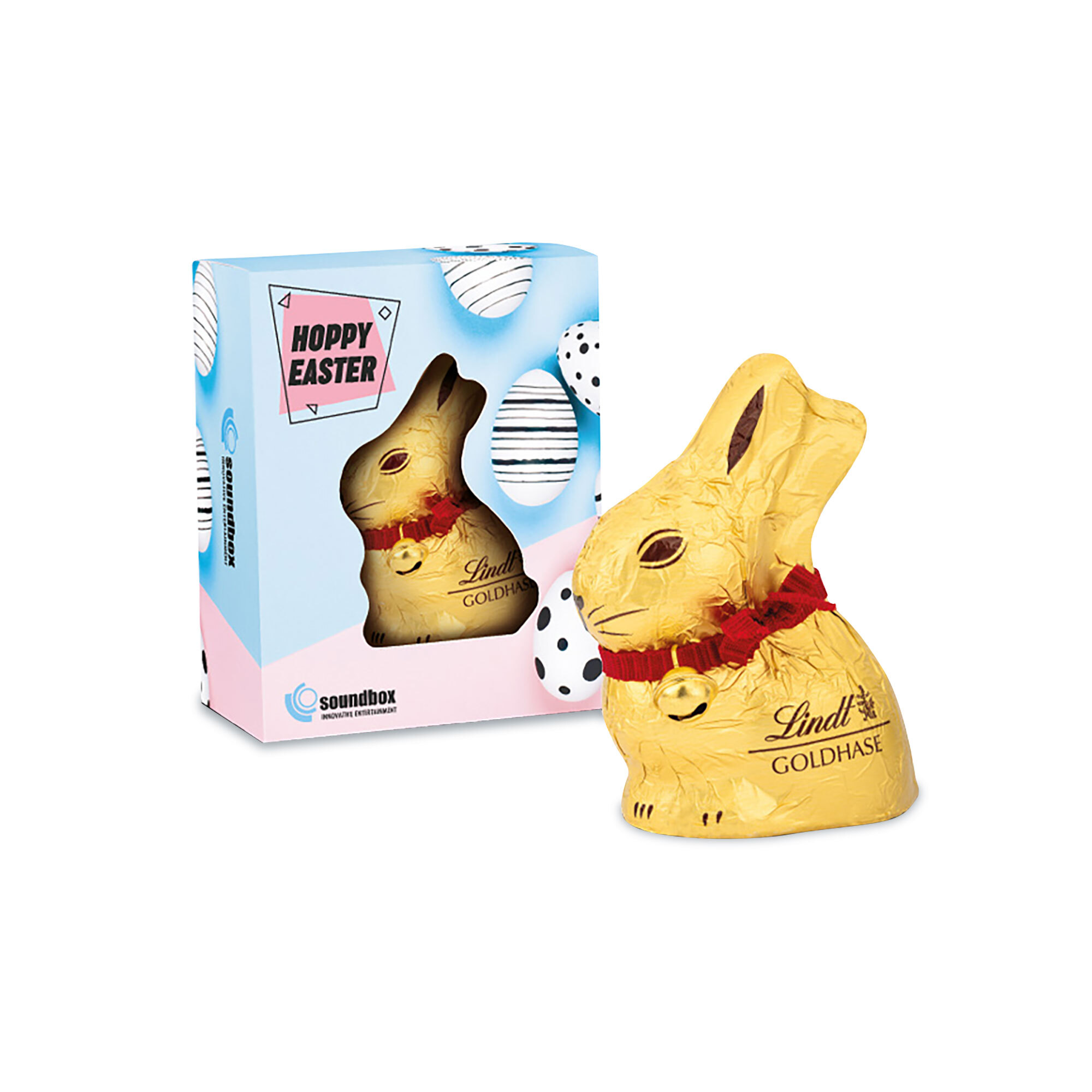 bb trading werbeartikel ag - Lindt Lapin d'or Maxi avec clochette Boîte Personnalisable