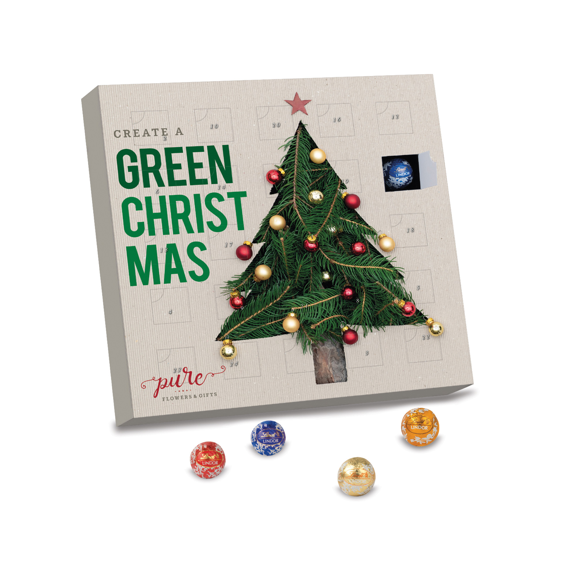 bb trading werbeartikel ag - Lindt Mini-Kugeln Adventskalender Karton in Custom Design