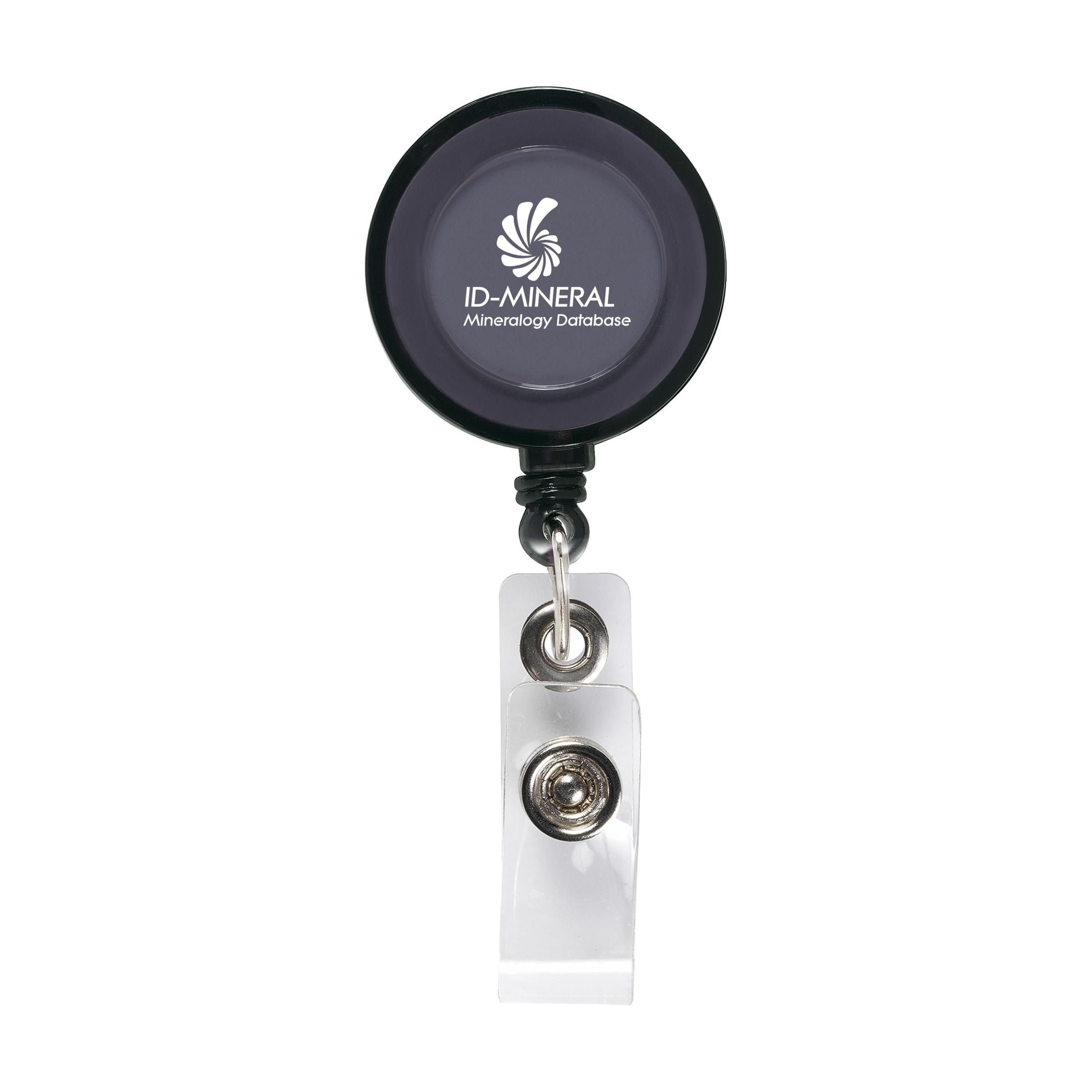 bb trading werbeartikel ag - Badgehalter Kunststoff Ø 3 cm mit Clip und Ziehvorrichtung