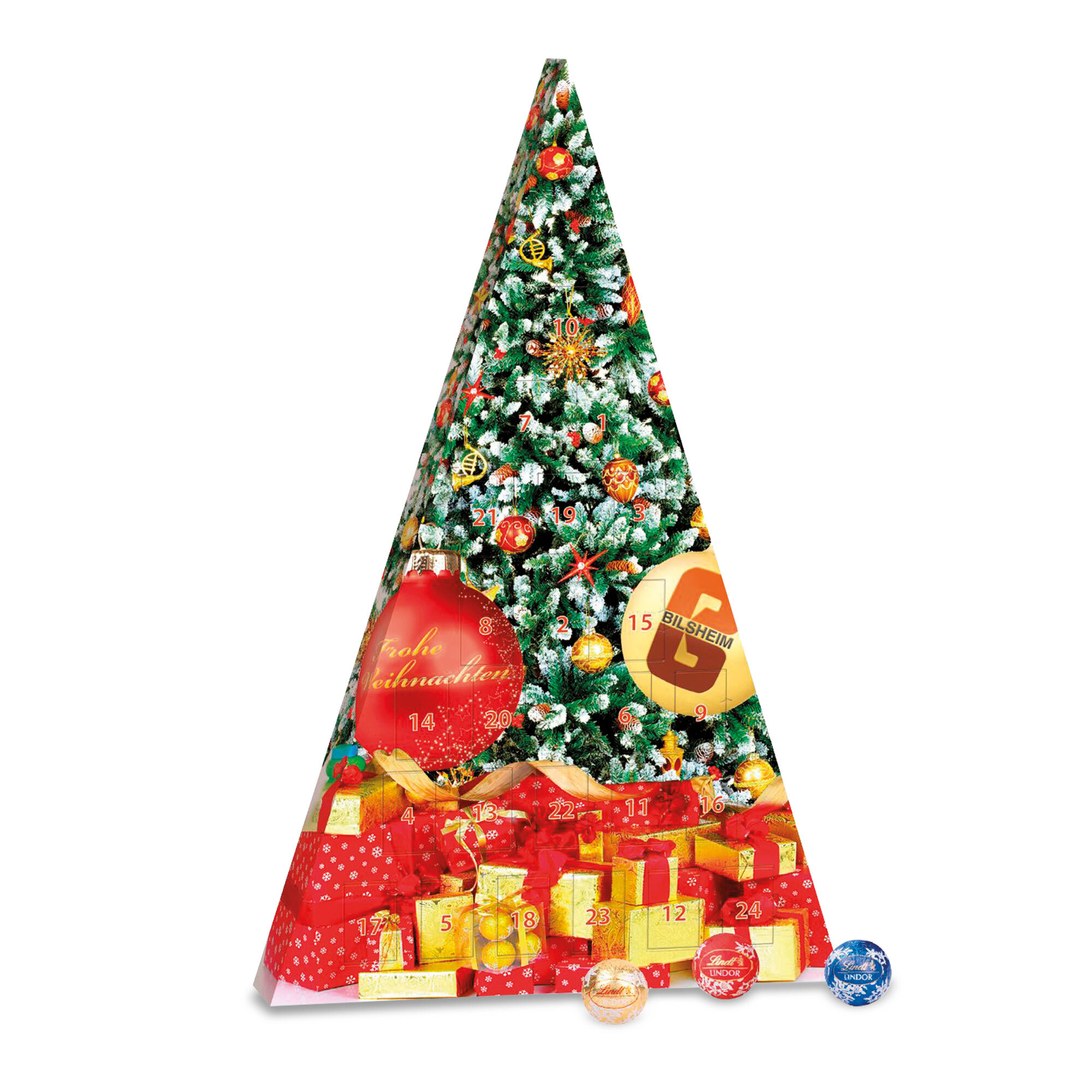 bb trading werbeartikel ag - Lindt Lindor Christmas tree Advent calendar FSC cardboard box