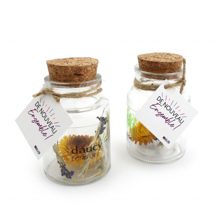 bb trading werbeartikel ag - Fleurs séchées en pot avec couvercle en liège Ø 7 x 11 cm EU Made