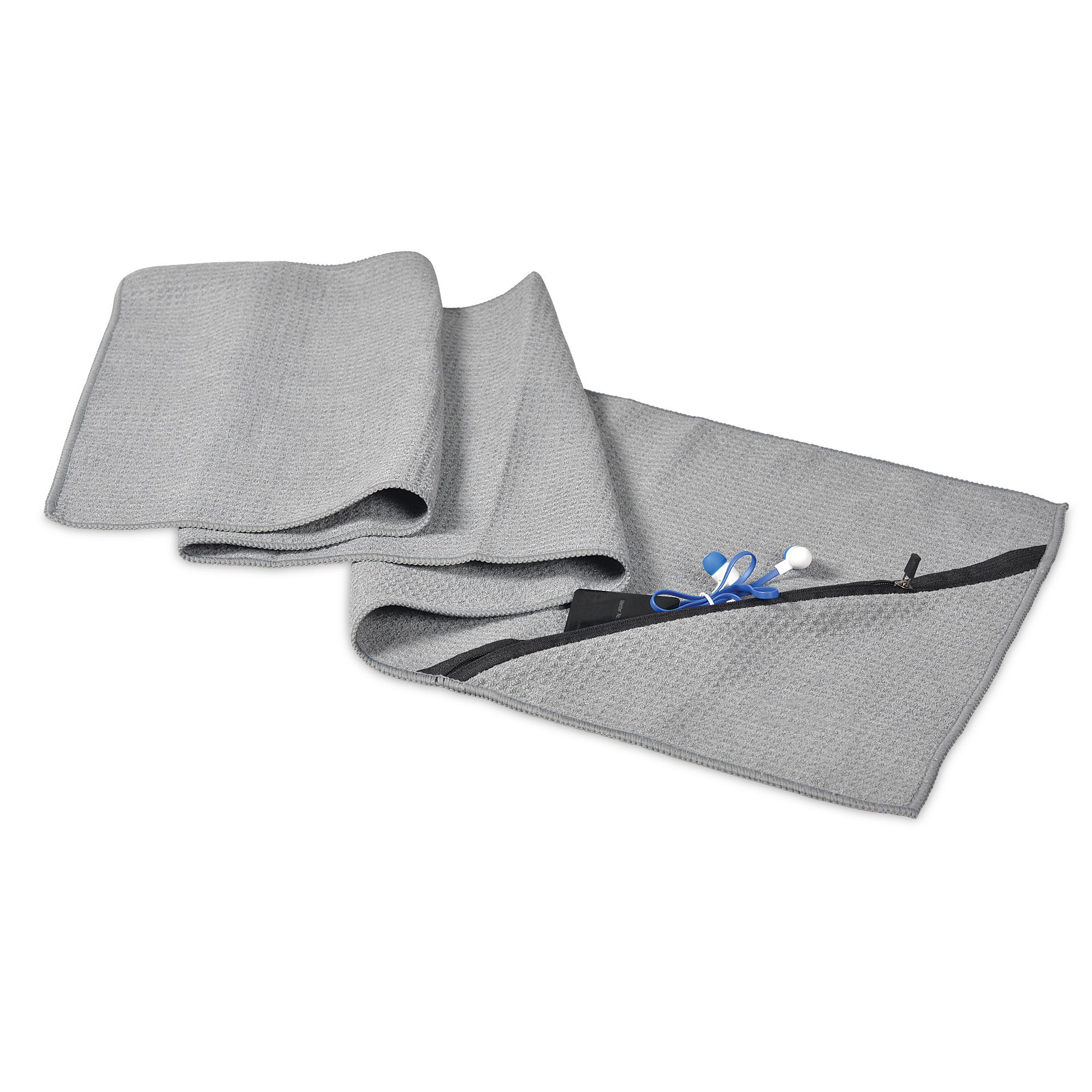 bb trading werbeartikel ag - Mikrofaser Waffel-Golftuch mit Reissverschluss-Tasche 400 g/m²