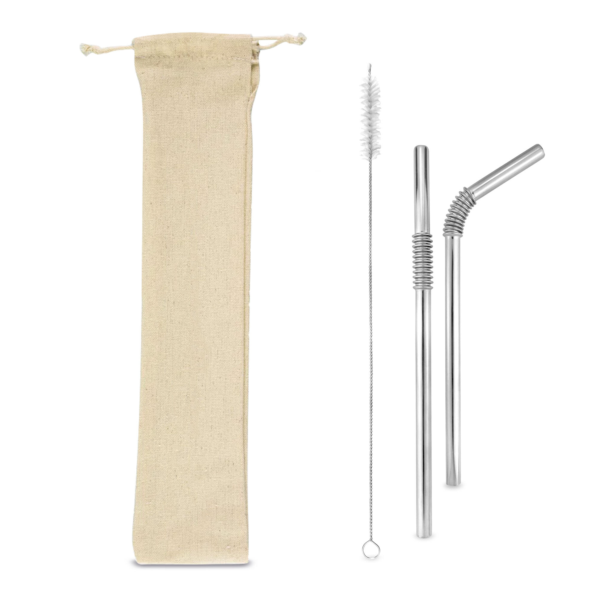 bb trading werbeartikel ag - Paille Franklin (set de 2) 22 cm en acier inoxydable pliable