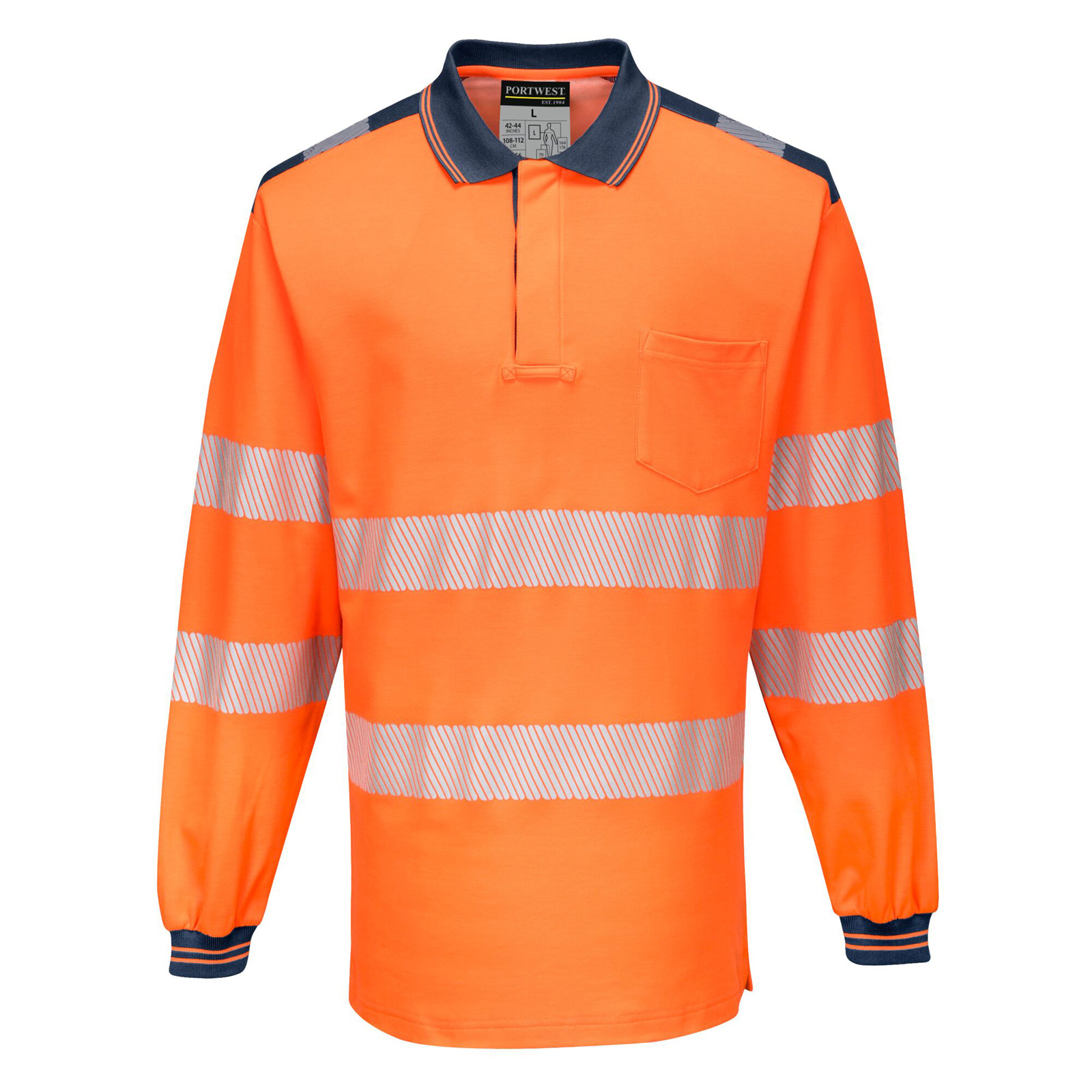 bb trading werbeartikel ag - Portwest Herren Poloshirt Langarm EN ISO 20471 Klasse 3