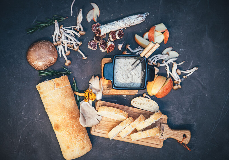 Mini service à fondue avec bougie à chauffe-plat et pcs