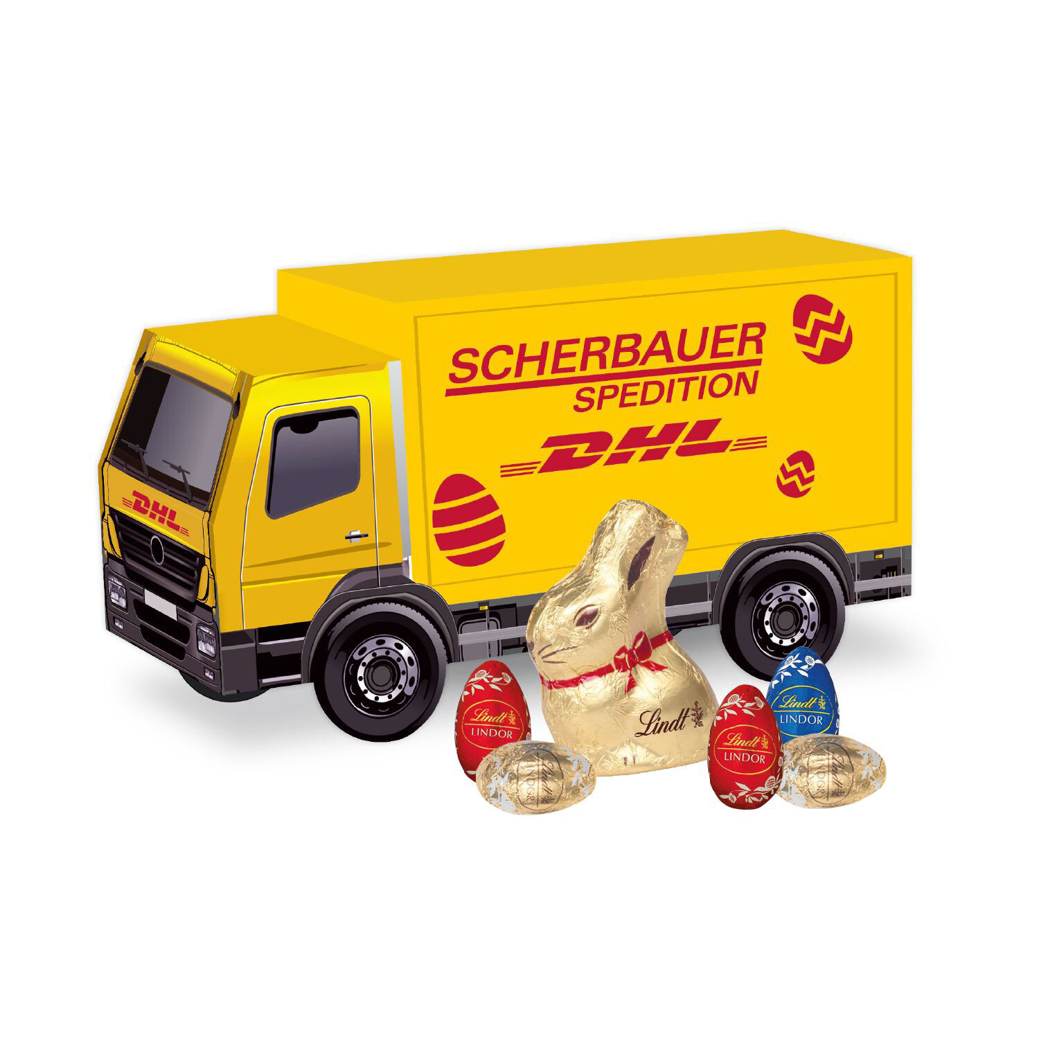 bb trading werbeartikel ag - Lindt Osterhase und Schokoladen-Eier im LKW Made in Germany