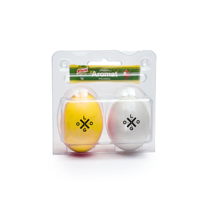 bb trading werbeartikel ag - Eier in 2er Blister mit Salz oder Aromat Sachet