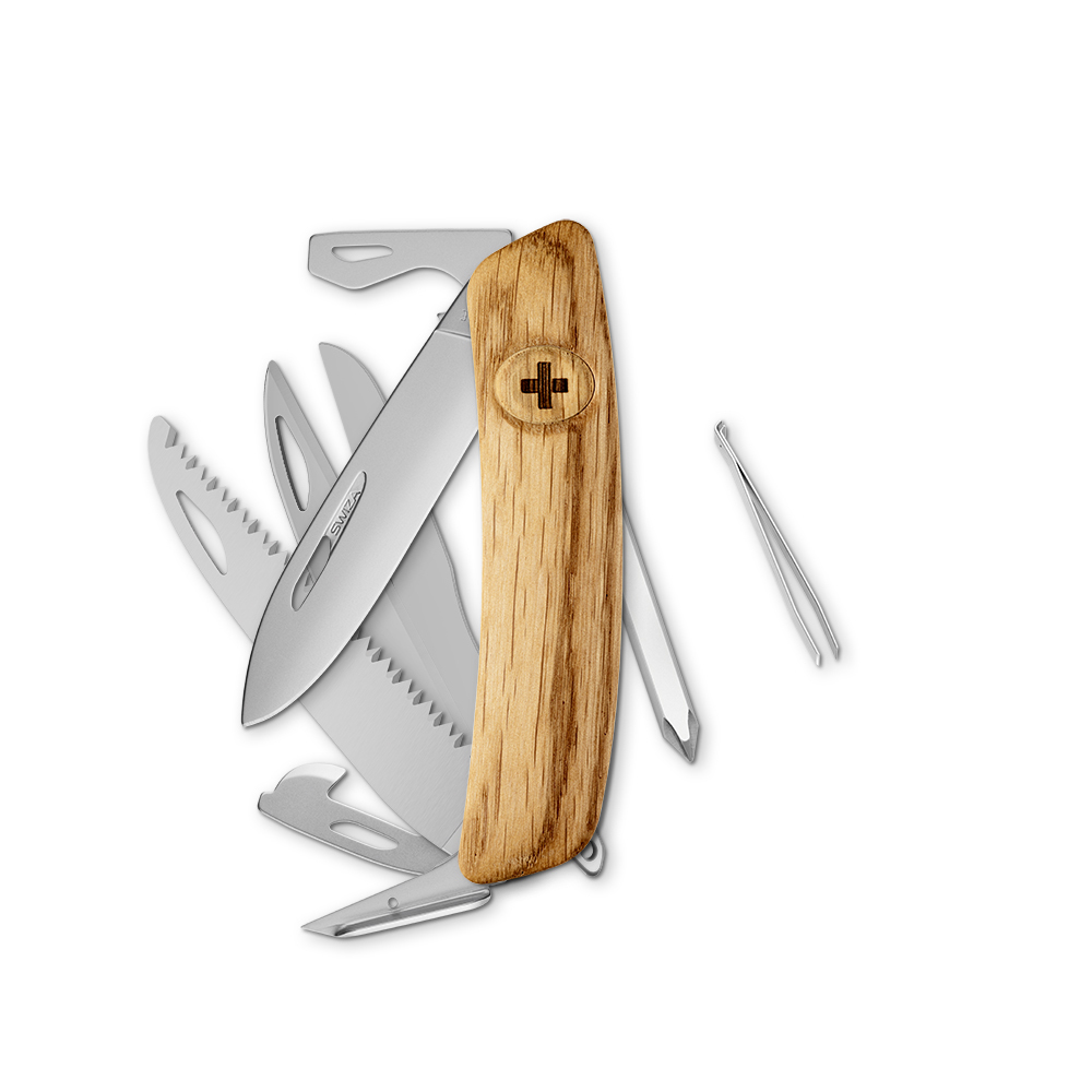 bb trading werbeartikel ag - Swiza Taschenmesser D10 R mit 12 Funktionen Holzschale