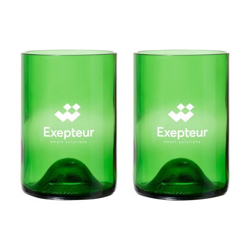 bb trading werbeartikel ag - Trinkglas 2er Set aus recyceltem Glas je 330 ml