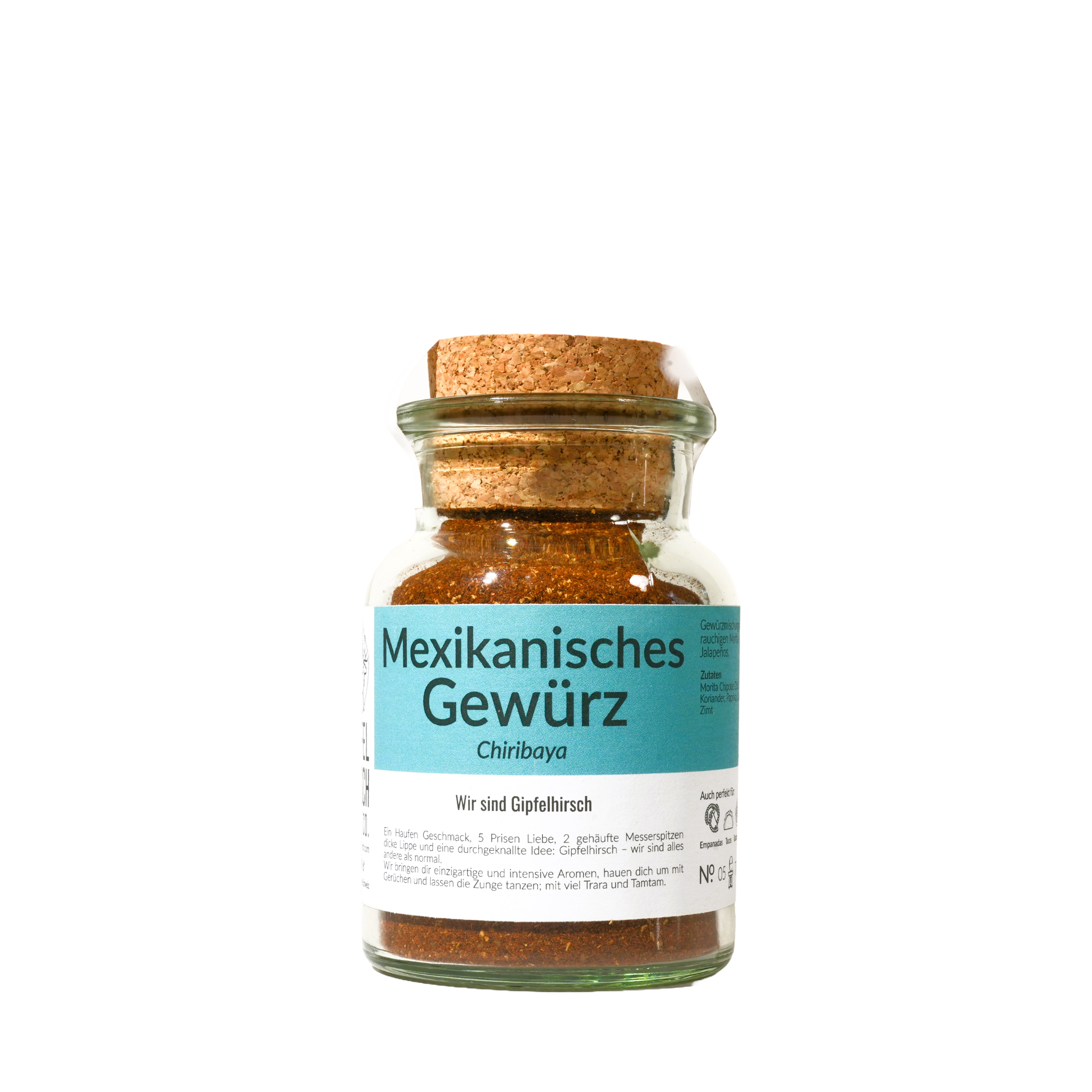 bb trading werbeartikel ag - Mélange d'épices Gipfelhirsch dans un bocal en liège de 150 ml Swiss Made