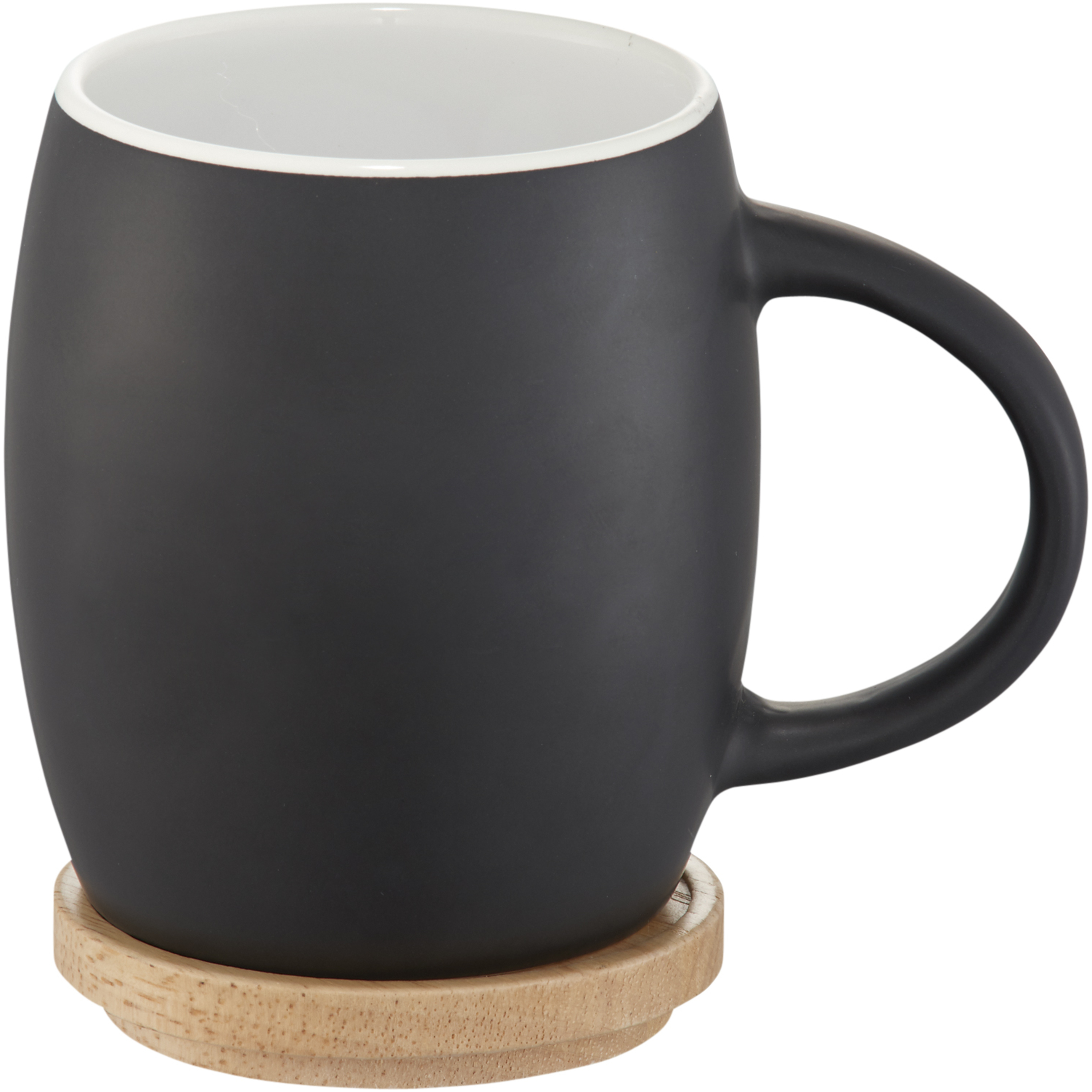bb trading werbeartikel ag - Tasse en céramique 400 ml avec soucoupe en bois gravée