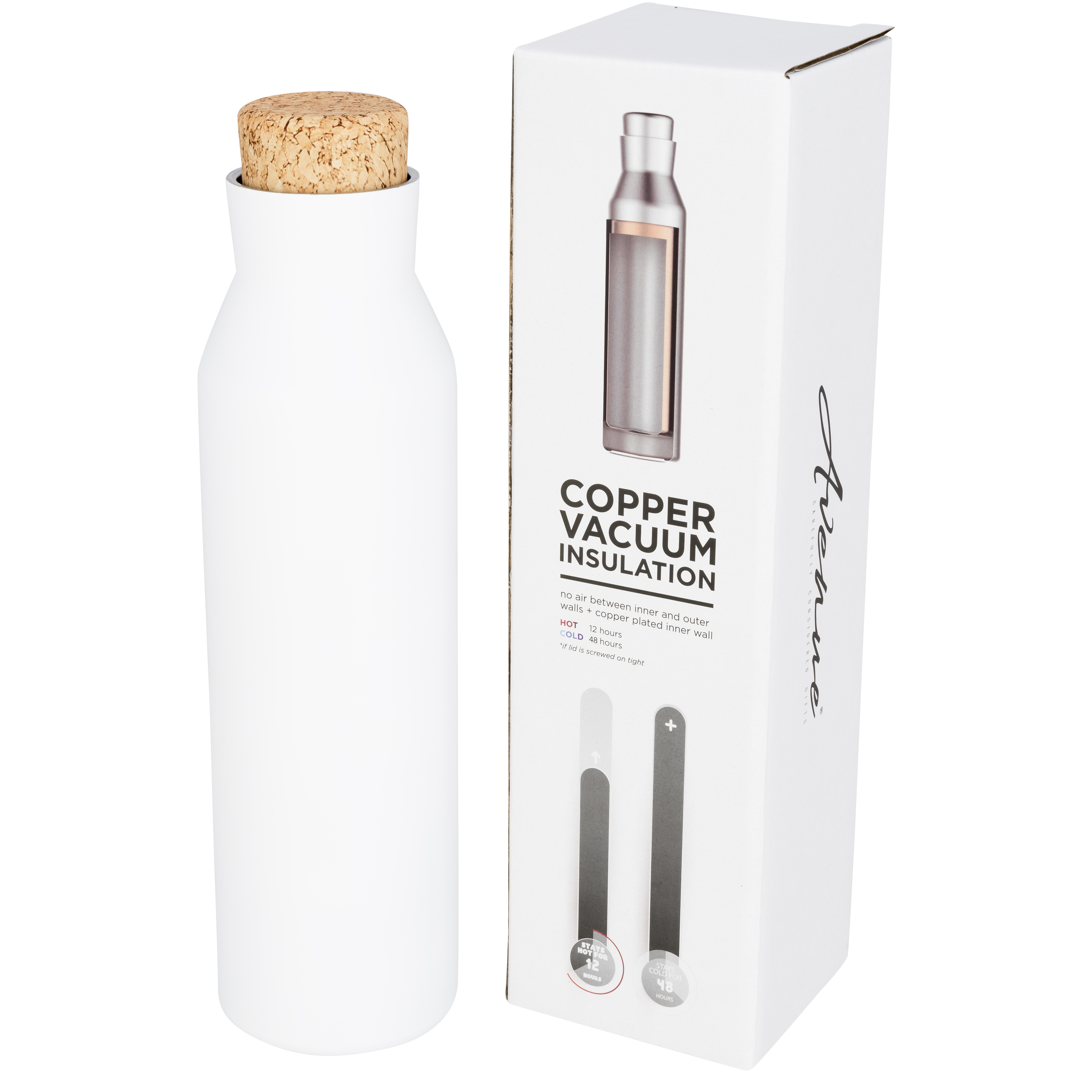 bb trading werbeartikel ag - Stainless steel vacuum flask 0.59 l with cork-look screw cap