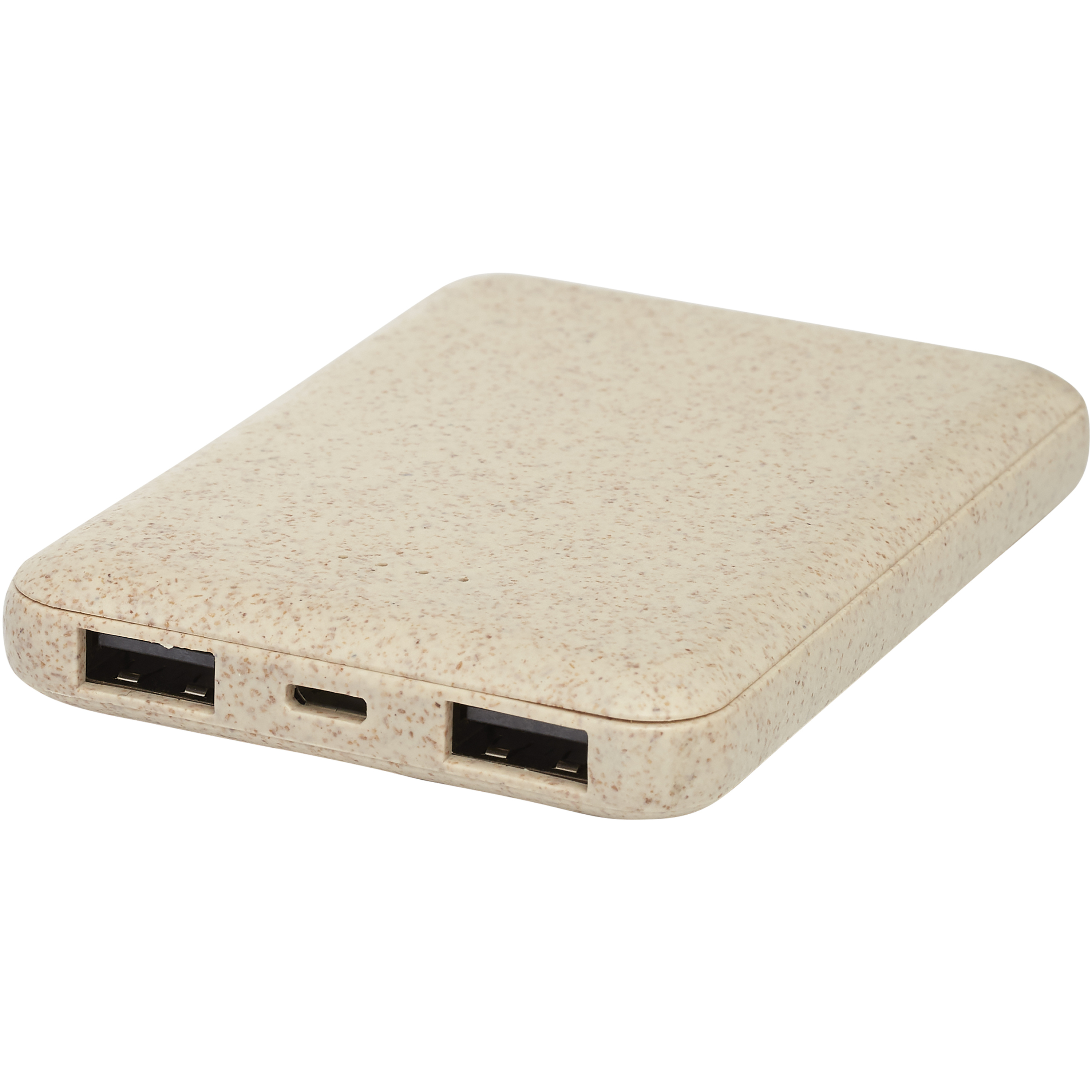 bb trading werbeartikel ag - Banque d'énergie USB en paille de blé/plastique 5'000 mAh double sortie USB