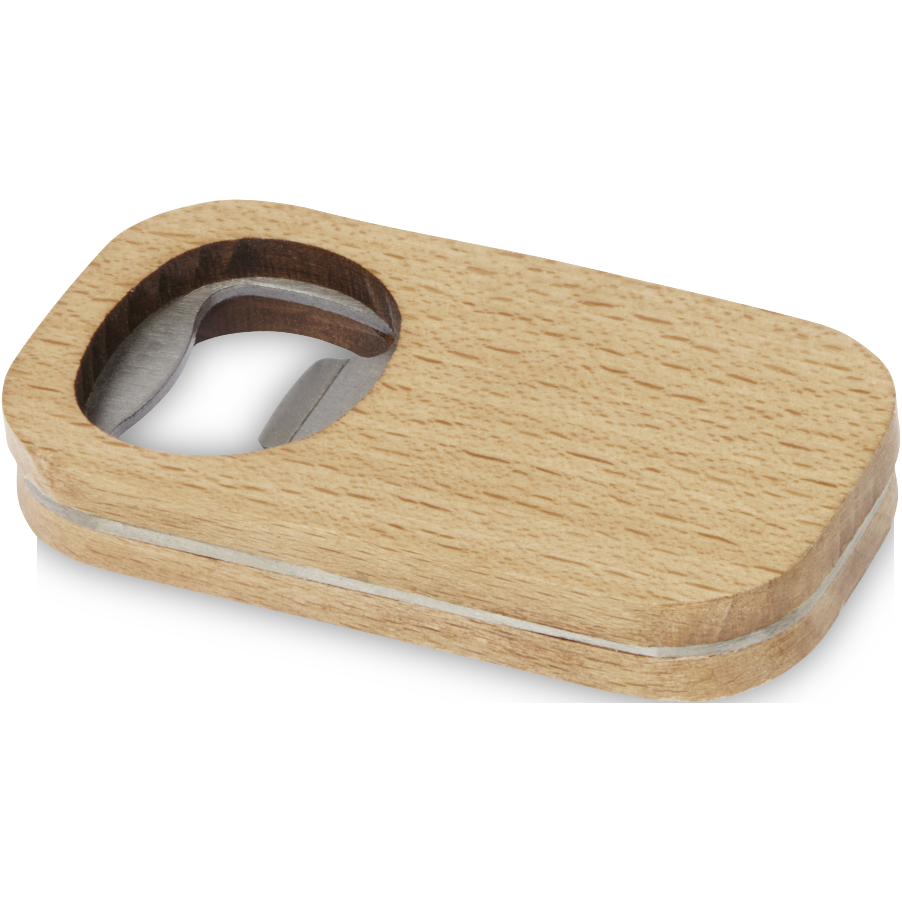 bb trading werbeartikel ag - Flaschenöffner aus Edelstahl und Holz 7 x 3,8 x 1 cm