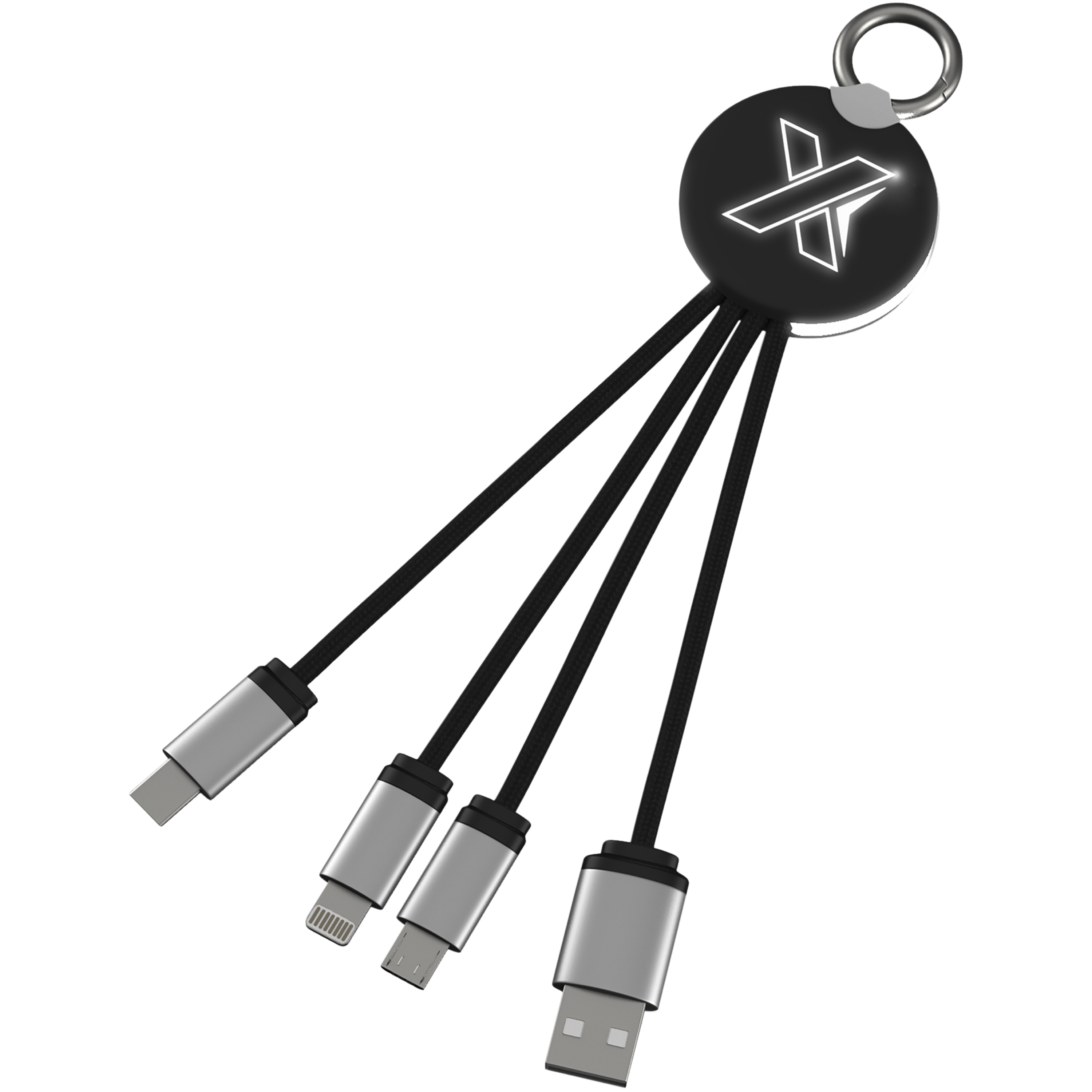 bb trading werbeartikel ag - Câble de recharge 3 en 1 SCX.design fabriqué à partir de divers matériaux recyclés