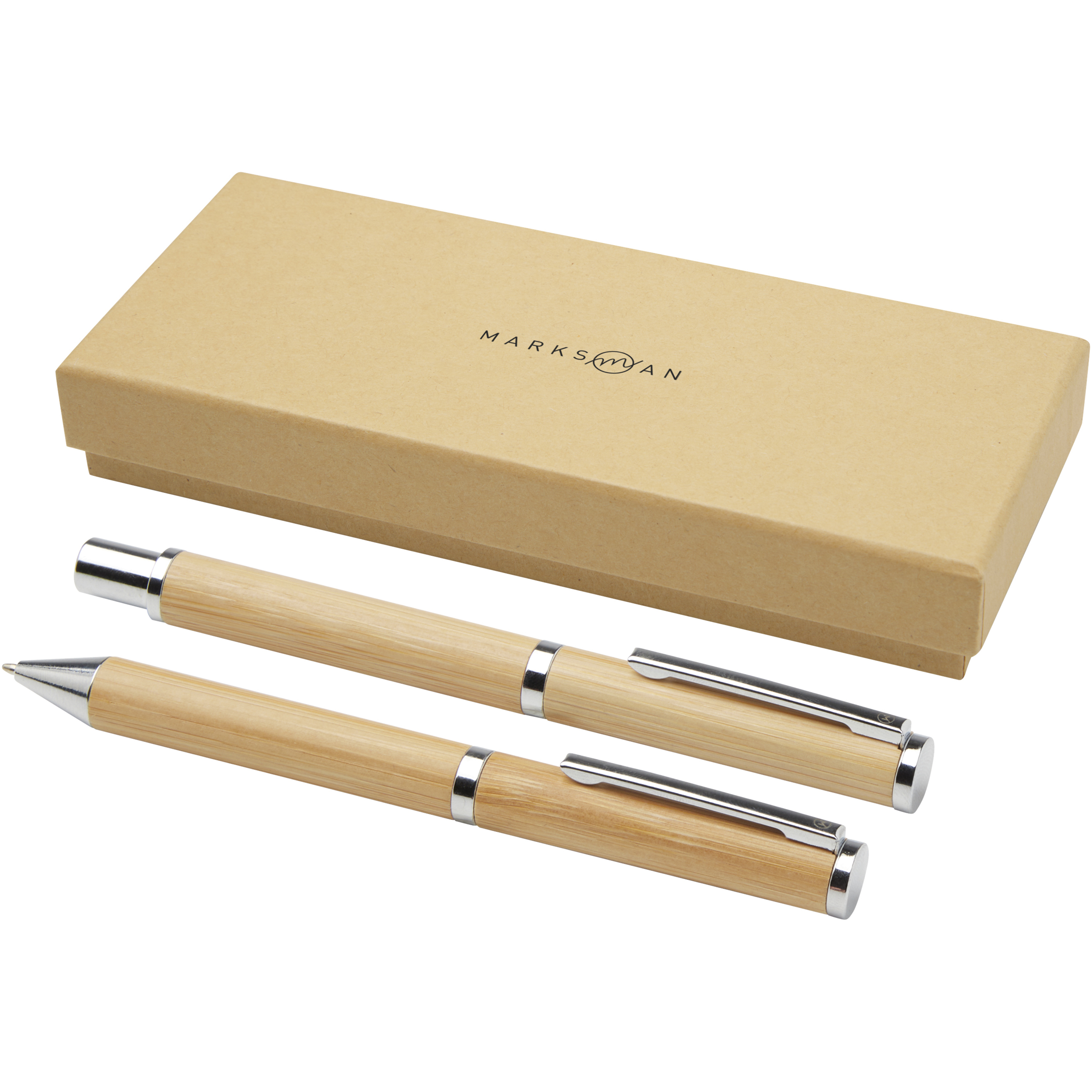 bb trading werbeartikel ag - Set d'écriture avec stylo à bille et roller en bambou