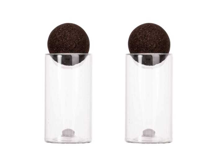 bb trading werbeartikel ag - Glass salt and pepper set with cork lid Ø 4.5 x 11.5 cm
